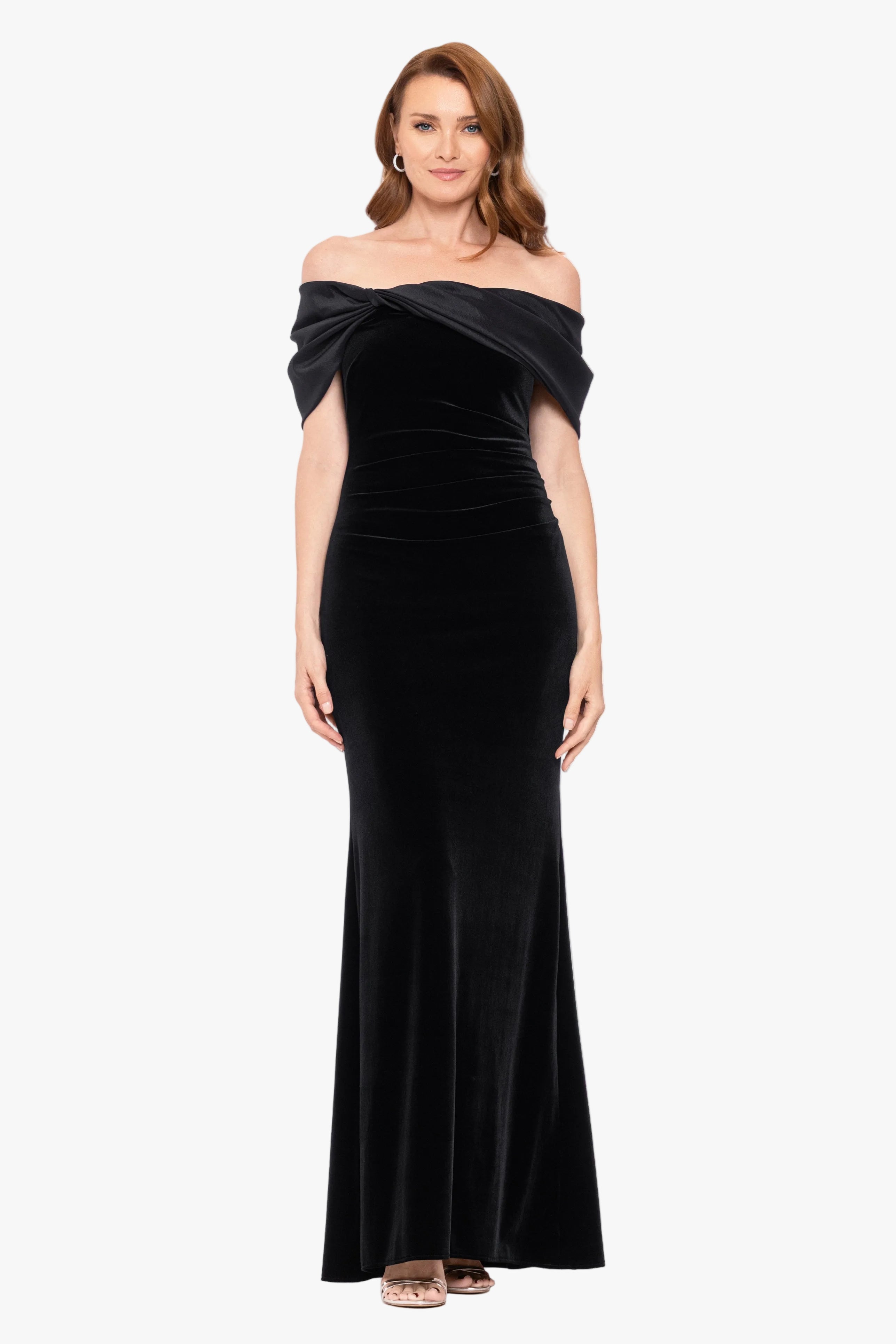 "Ellis" Stretch Velvet & Taffeta Dress