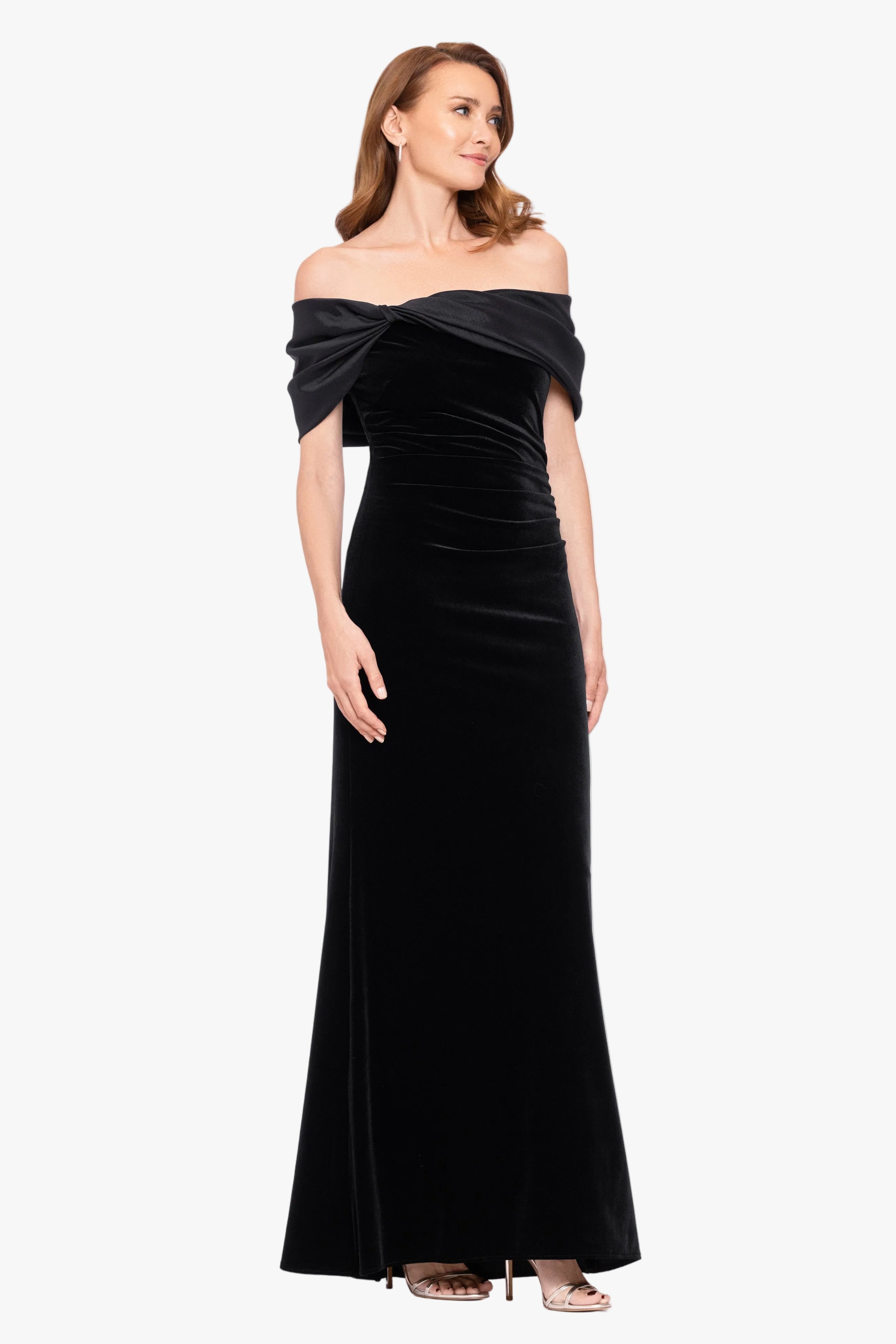 "Ellis" Stretch Velvet & Taffeta Dress