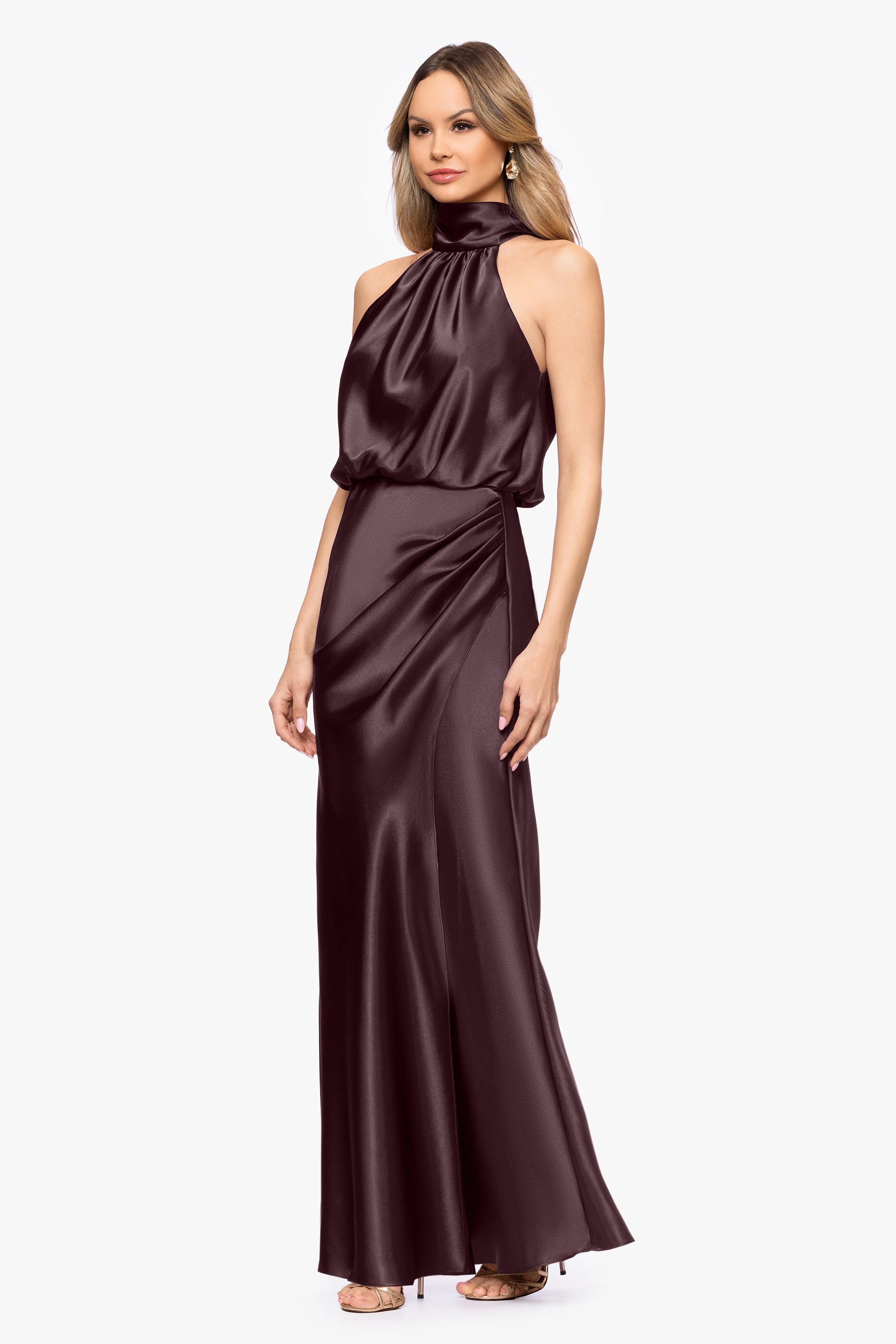 "Tara" Satin Tie Neck Dress