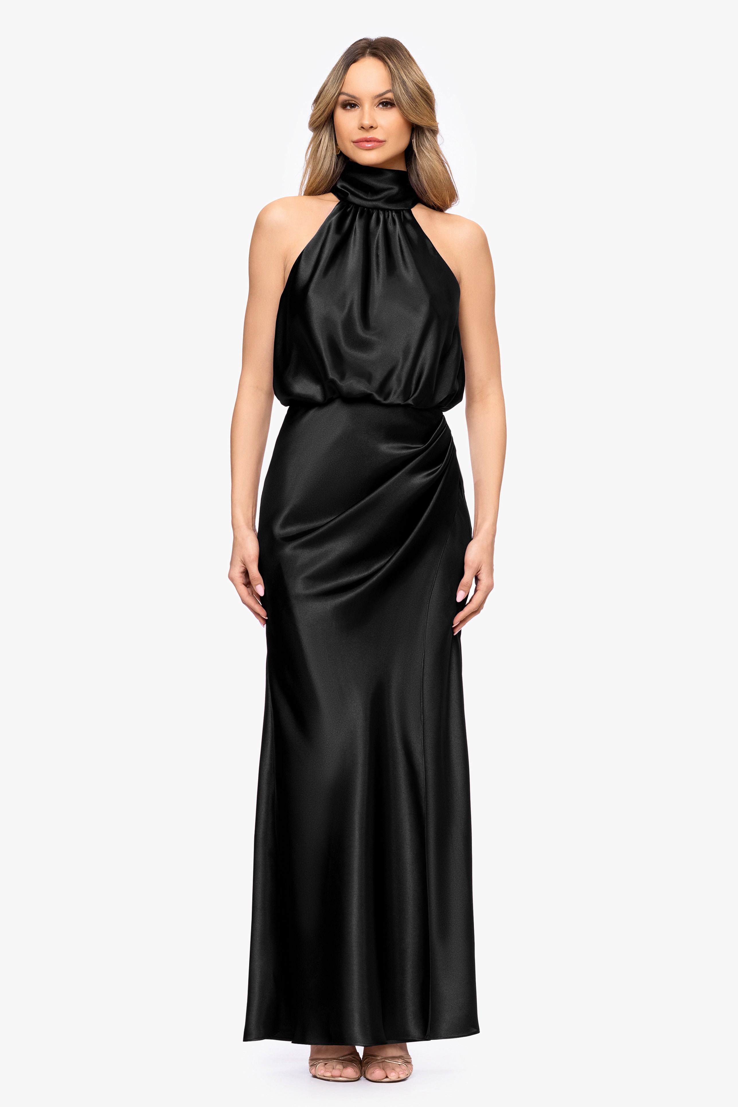 "Tara" Satin Tie Neck Dress
