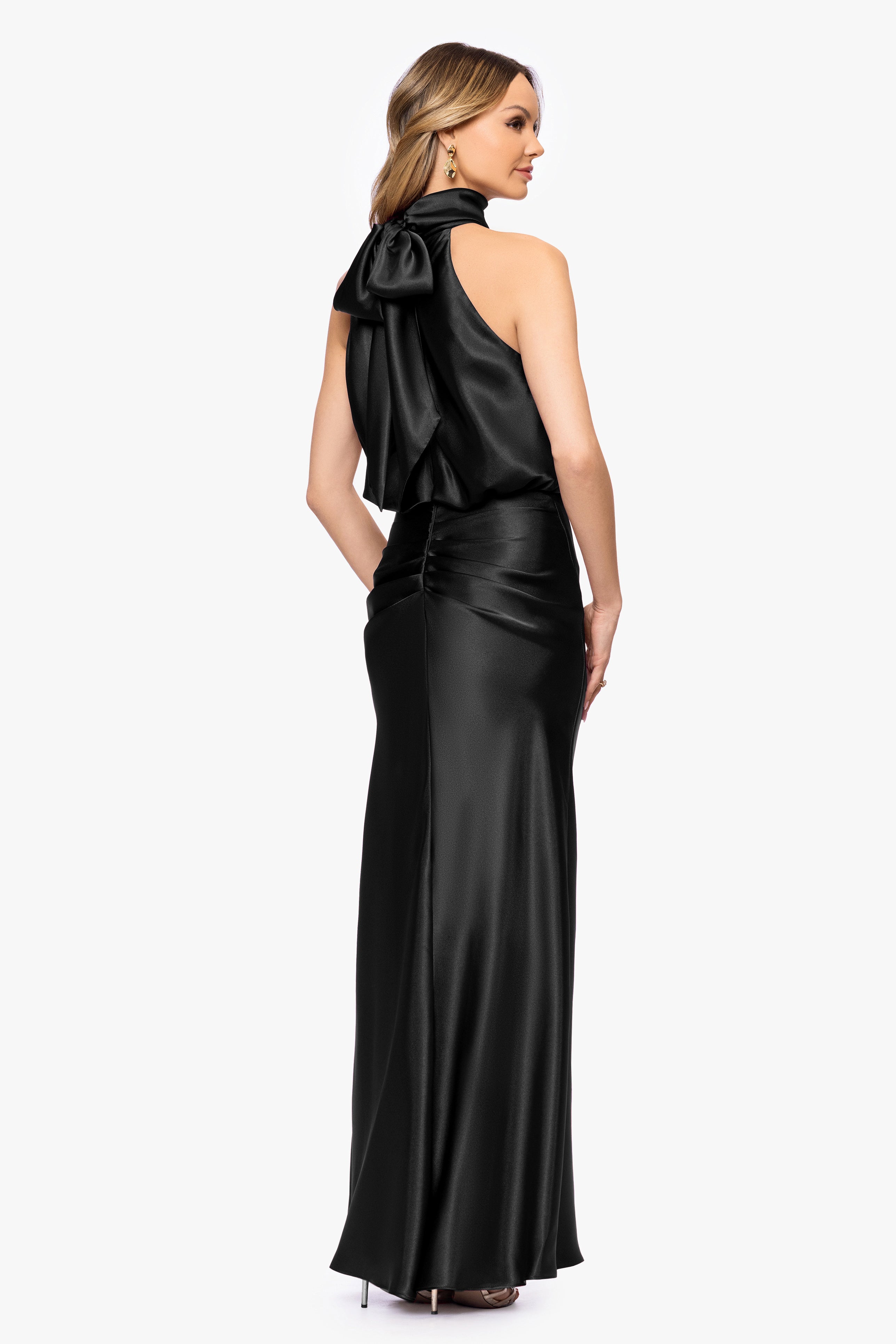 "Tara" Satin Tie Neck Dress