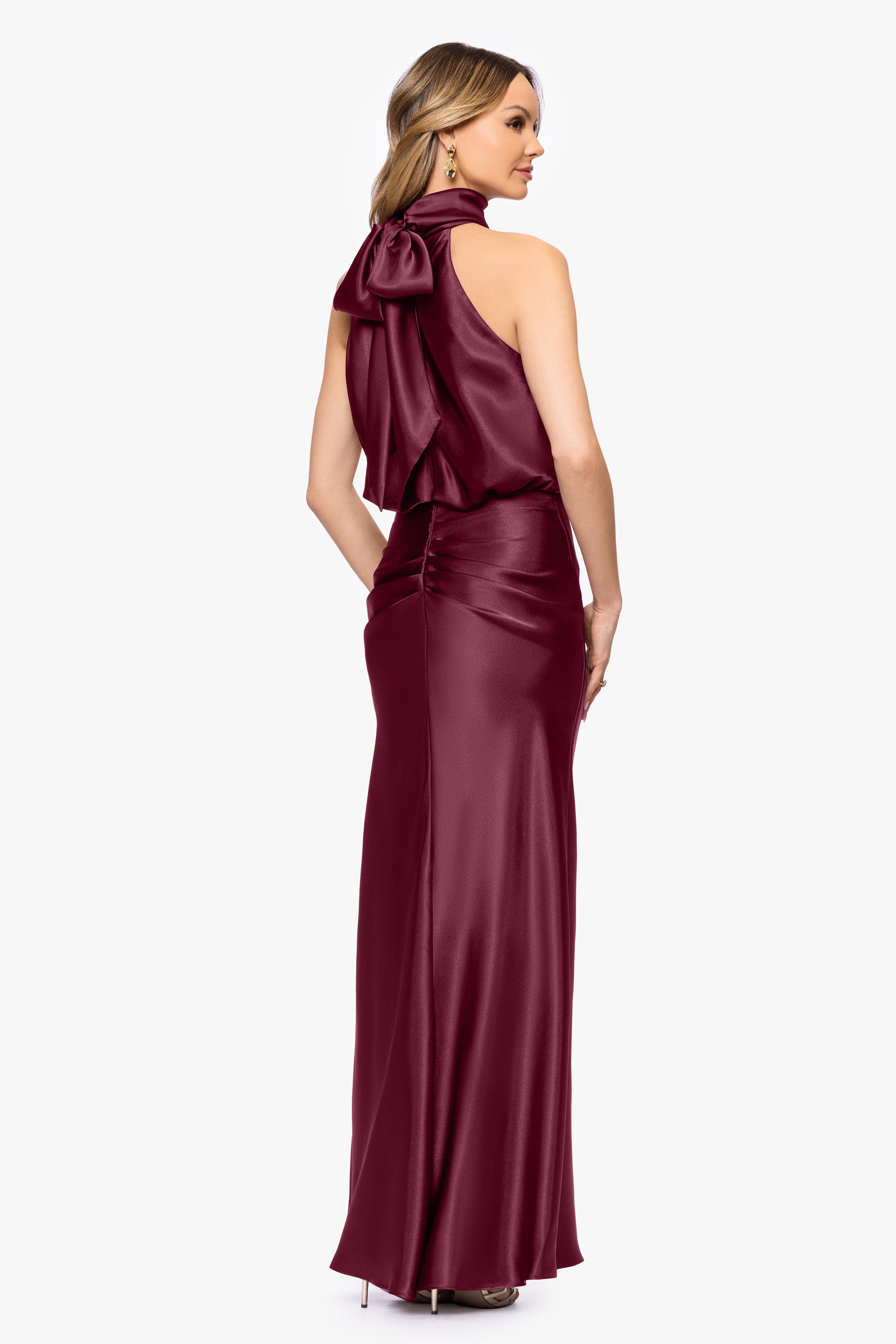 "Tara" Satin Tie Neck Dress