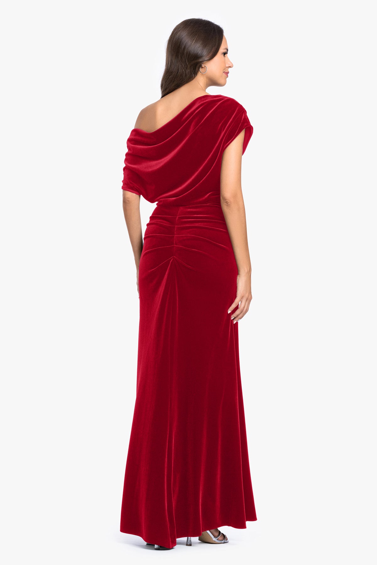 "Evie" Velvet Off The Shoulder Asymmetrical Dress
