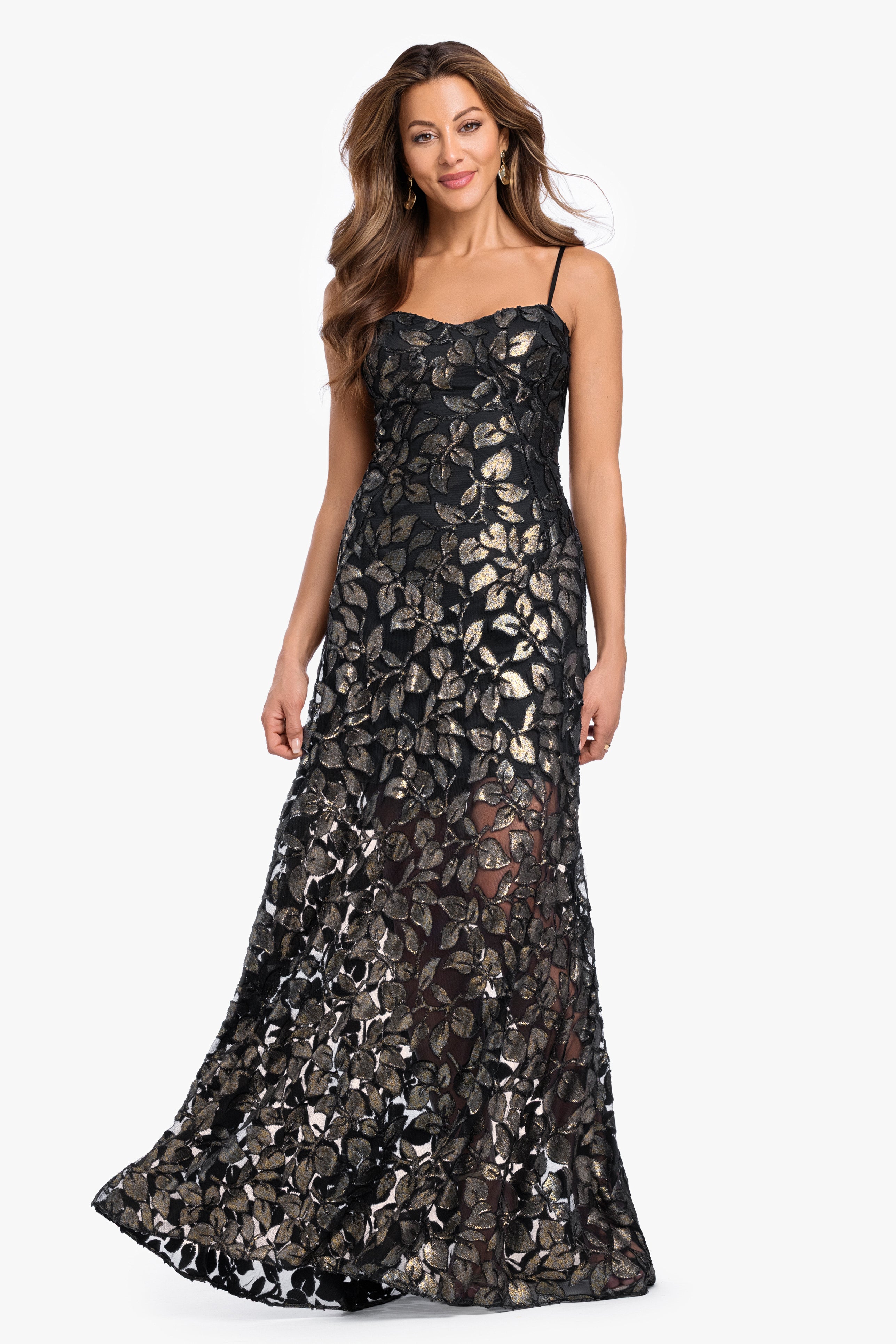 "Odette" Flower Burnout Foil Dress