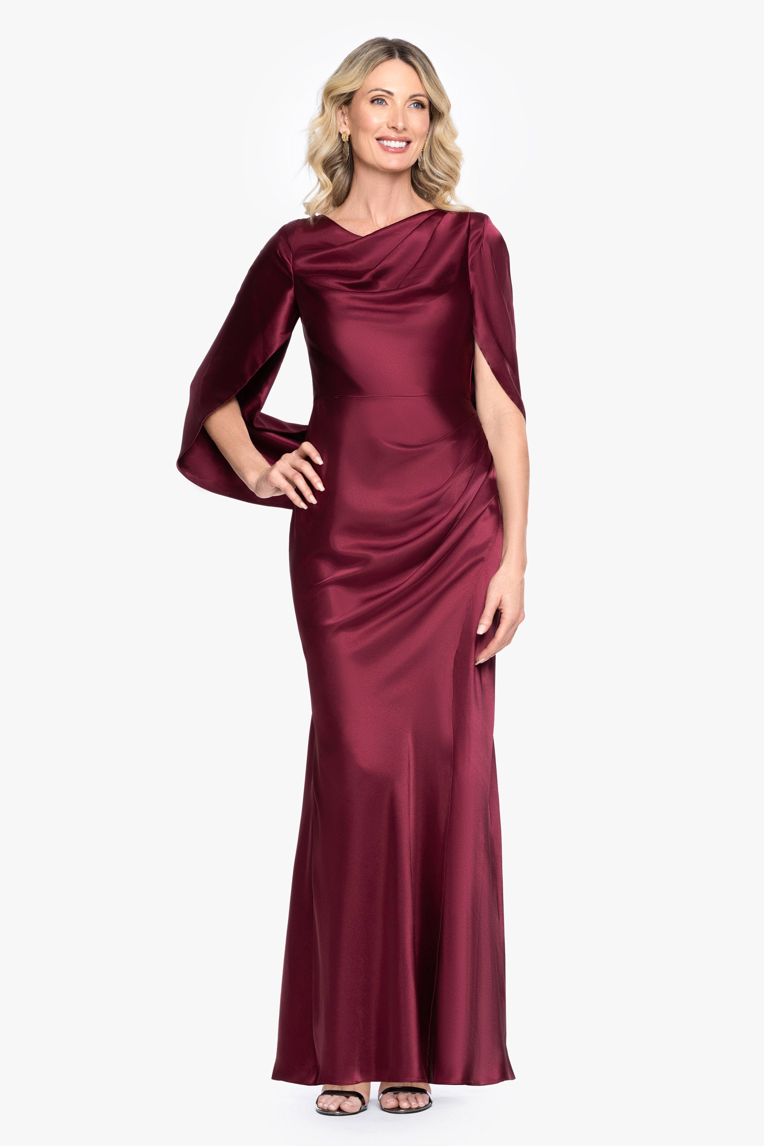 "Cece" Satin Droop Back Floor Length Dress