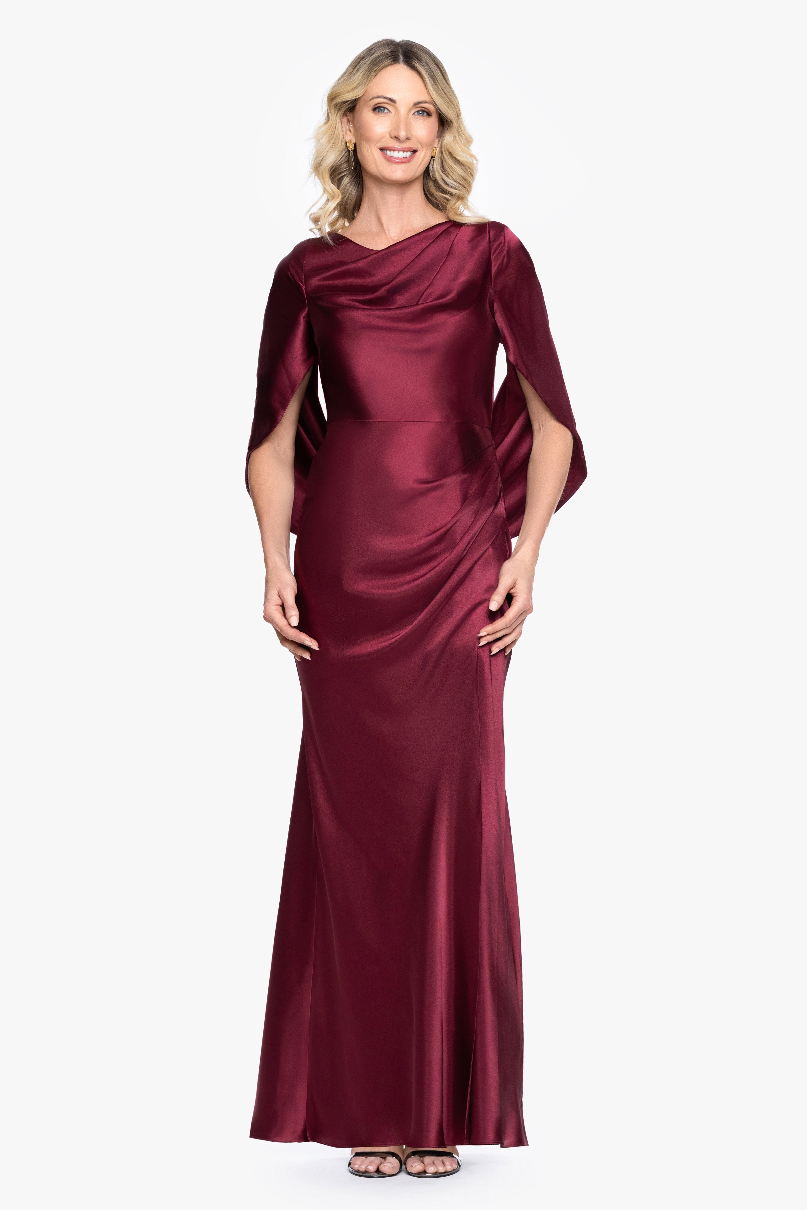 "Cece" Satin Droop Back Floor Length Dress