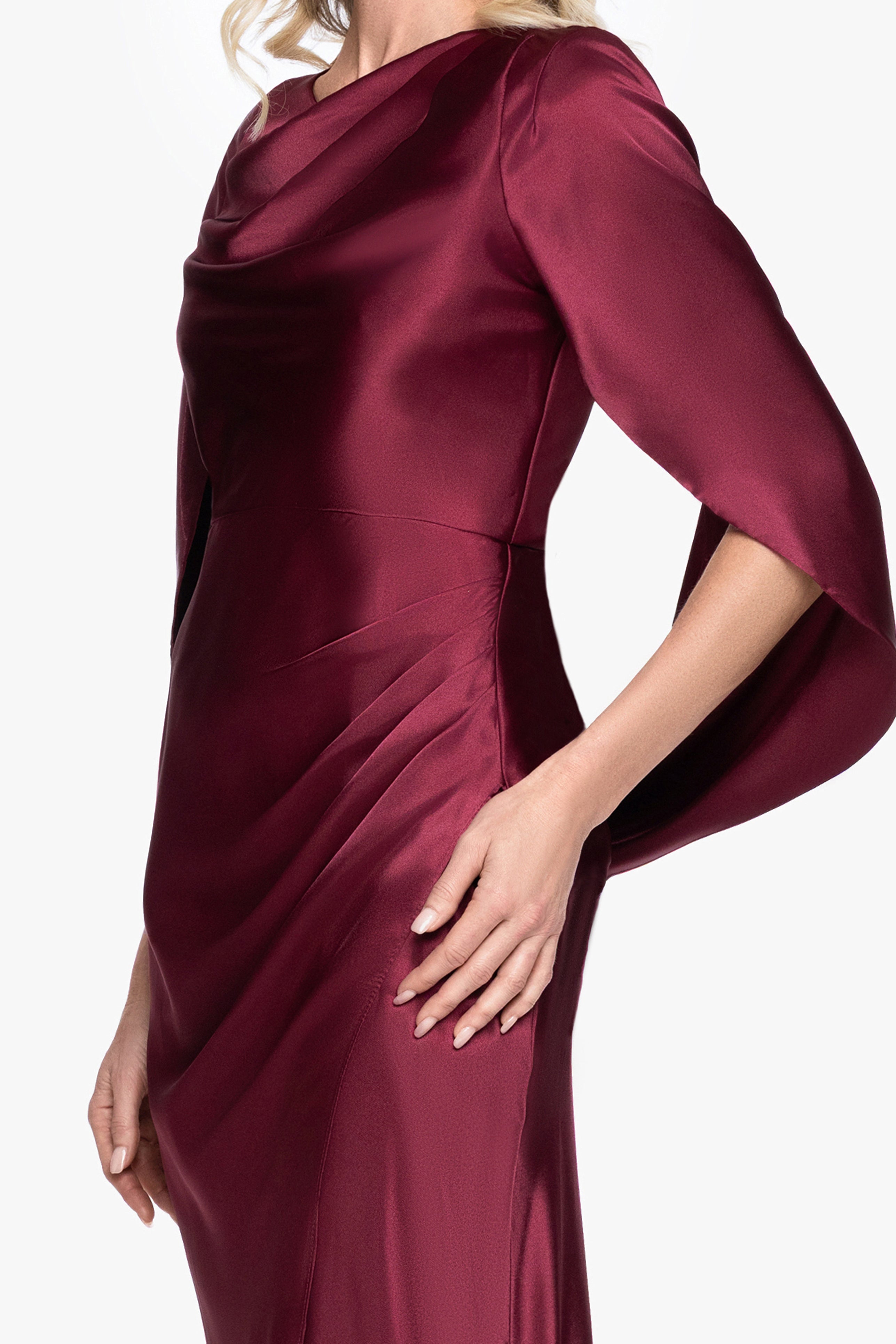 "Cece" Satin Droop Back Floor Length Dress