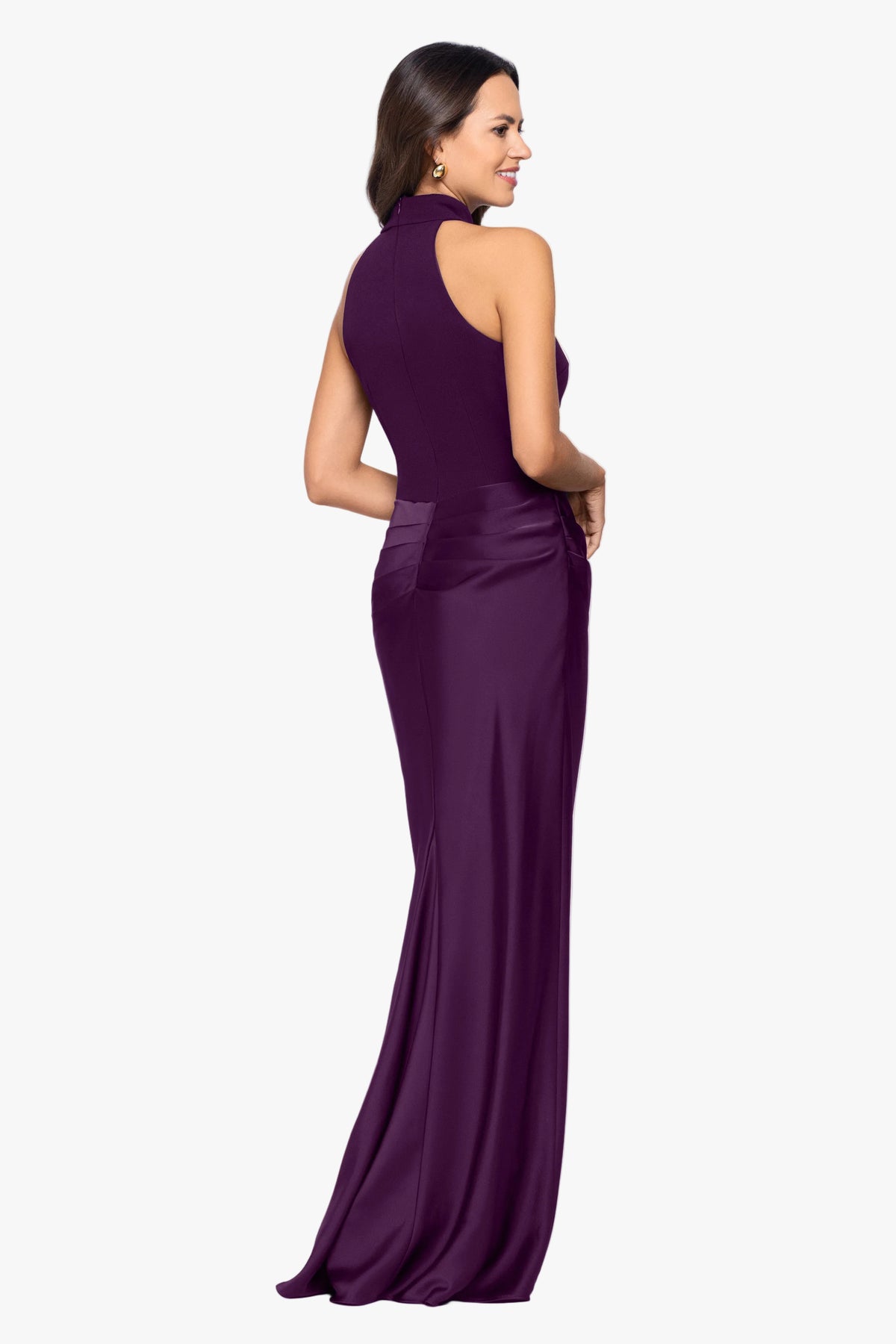 "Jamie" Double Face Satin Mock Neck Dress