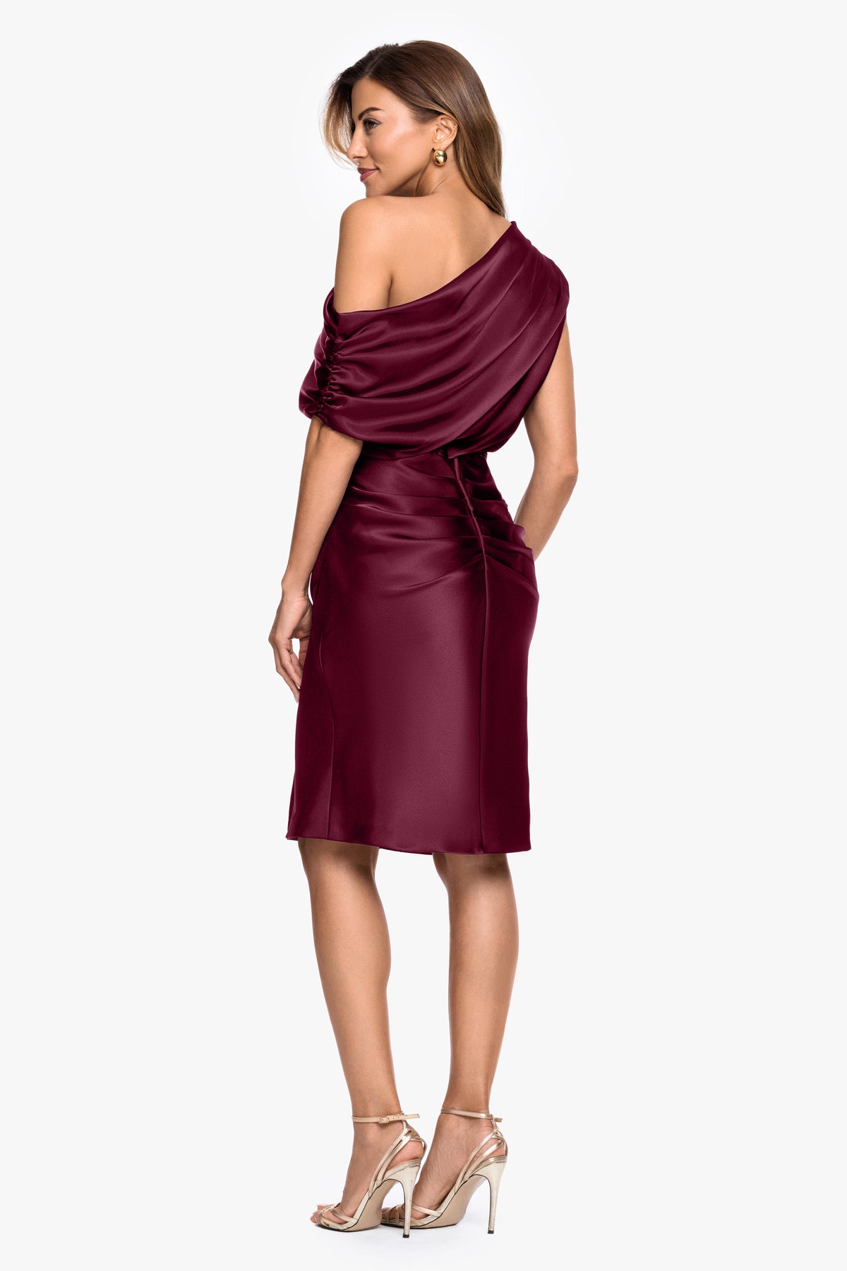 "Macy" Satin Off The Shoulder Ruched Short Dress