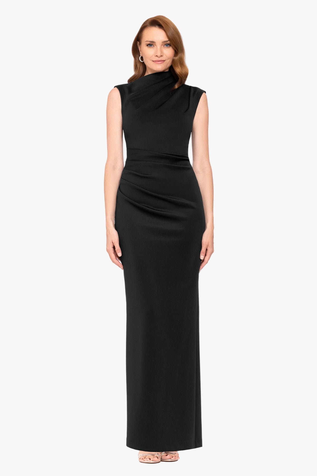 "Mitch" Techno Scuba Asymmetrical Neckline Dress