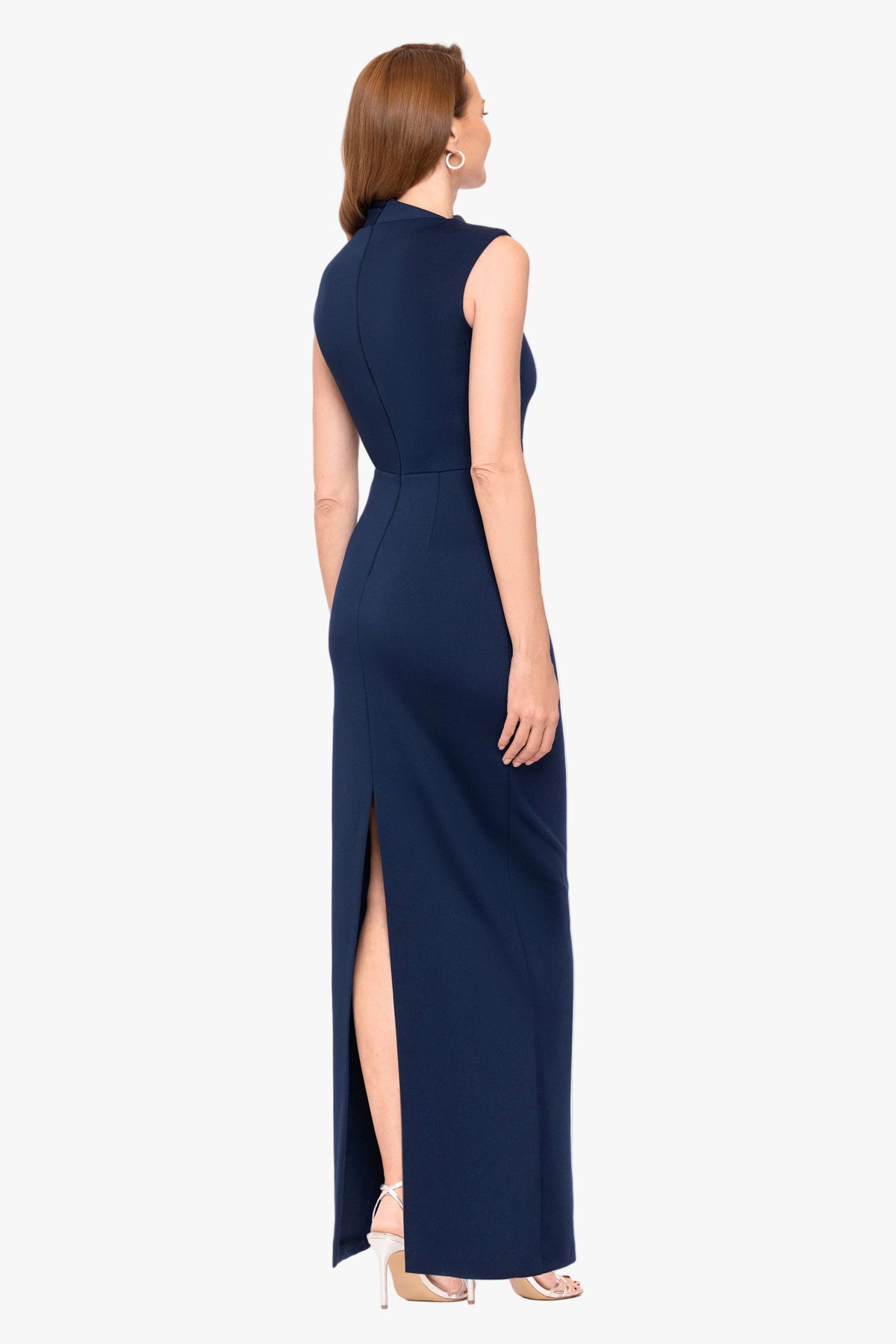 "Mitch" Techno Scuba Asymmetrical Neckline Dress