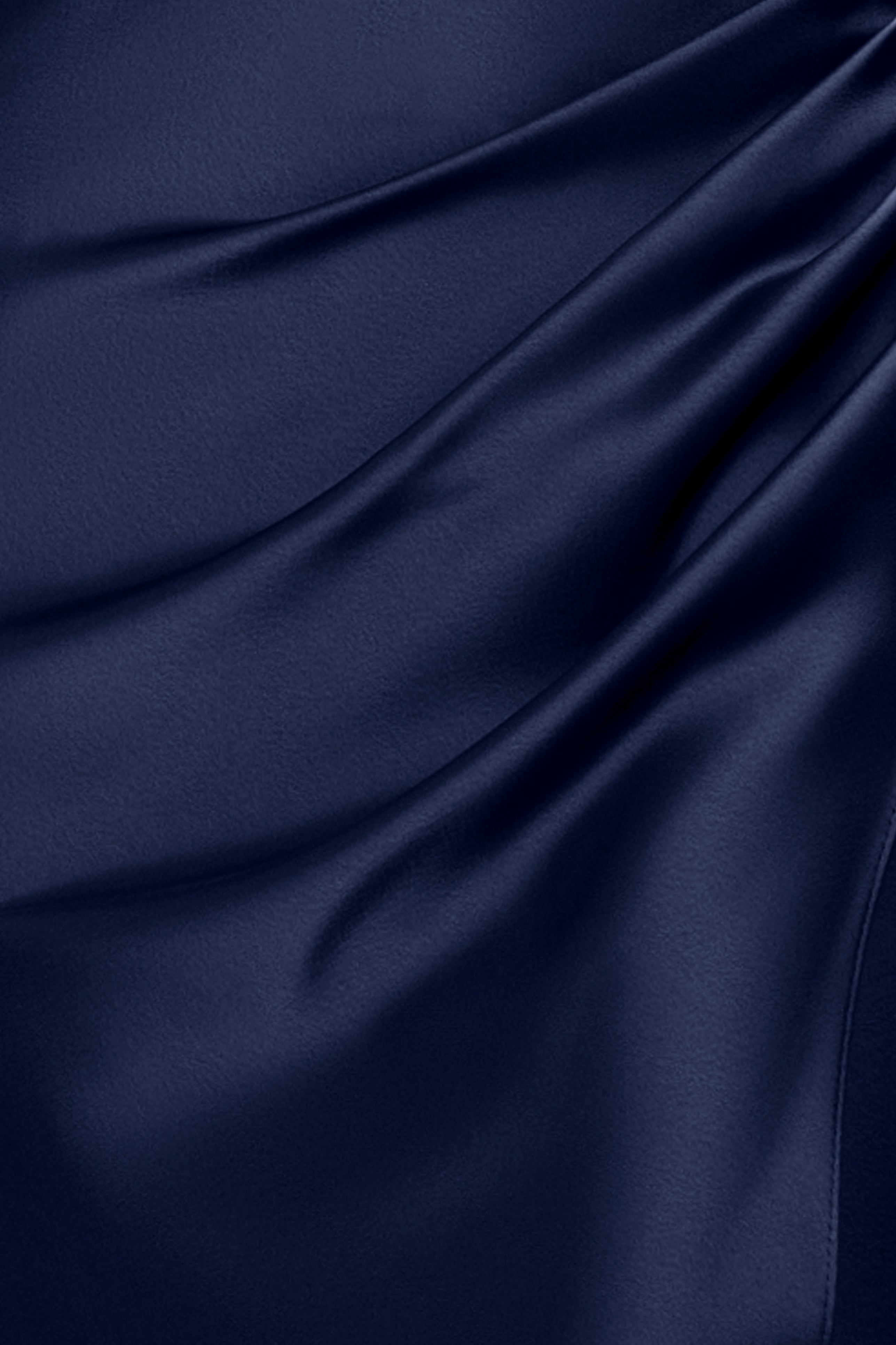 “Hailey” Double Faced Satin Off The Shoulder Ruched Dress