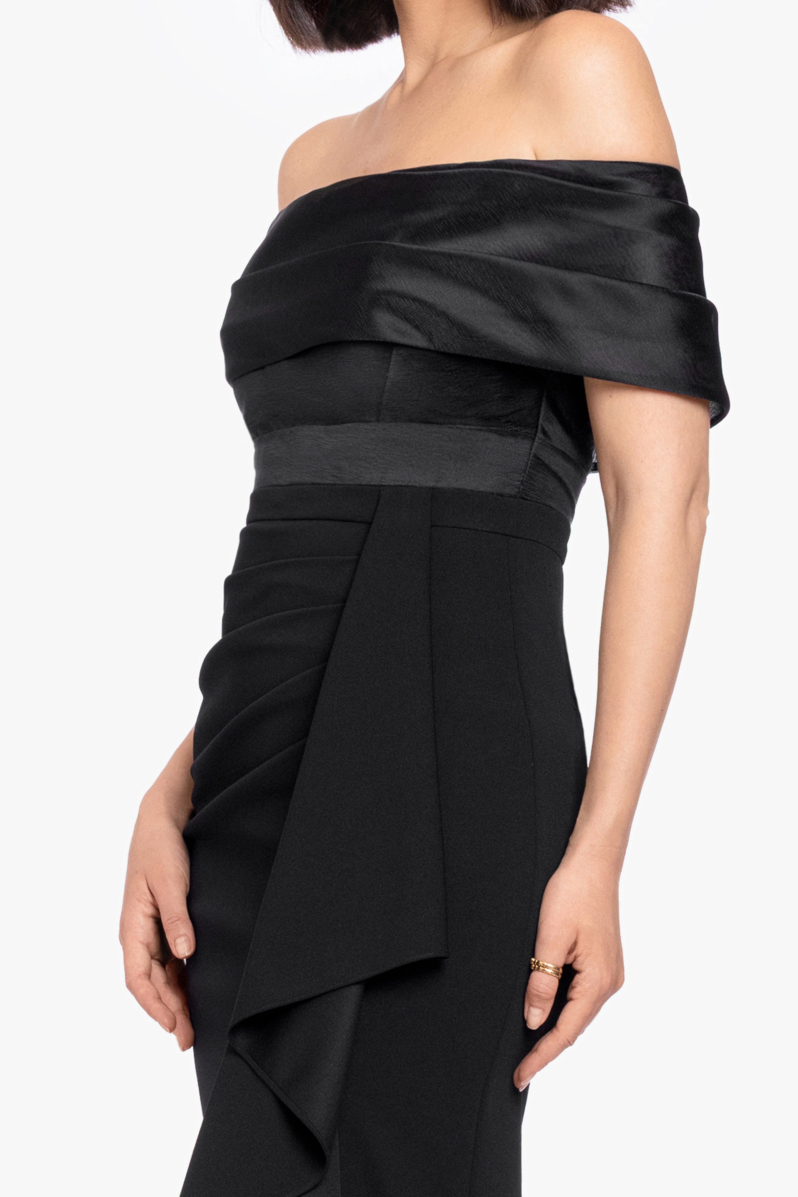 "Hannah" Scuba Crepe & Organza Top Strapless Dress