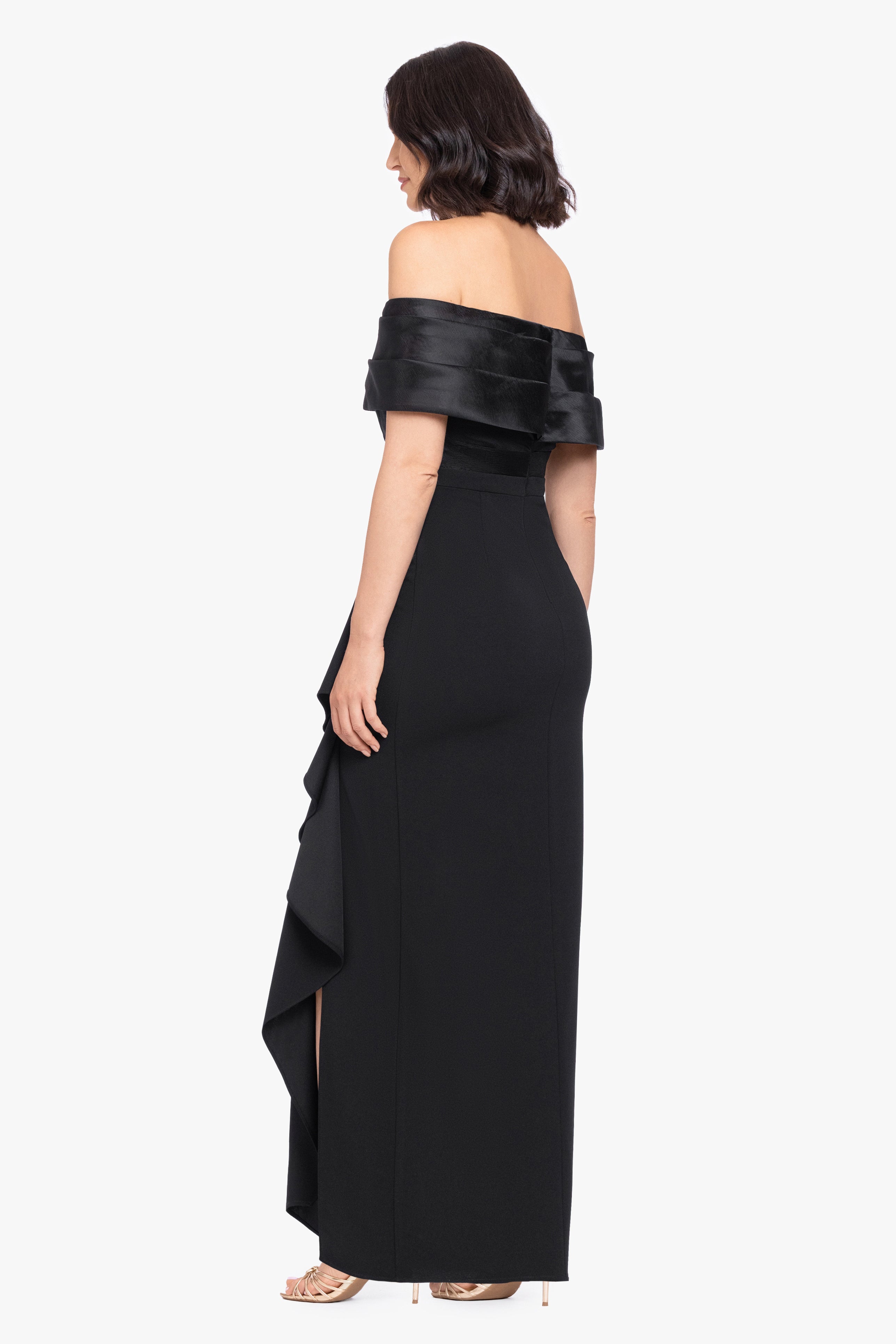 "Hannah" Scuba Crepe & Organza Top Strapless Dress