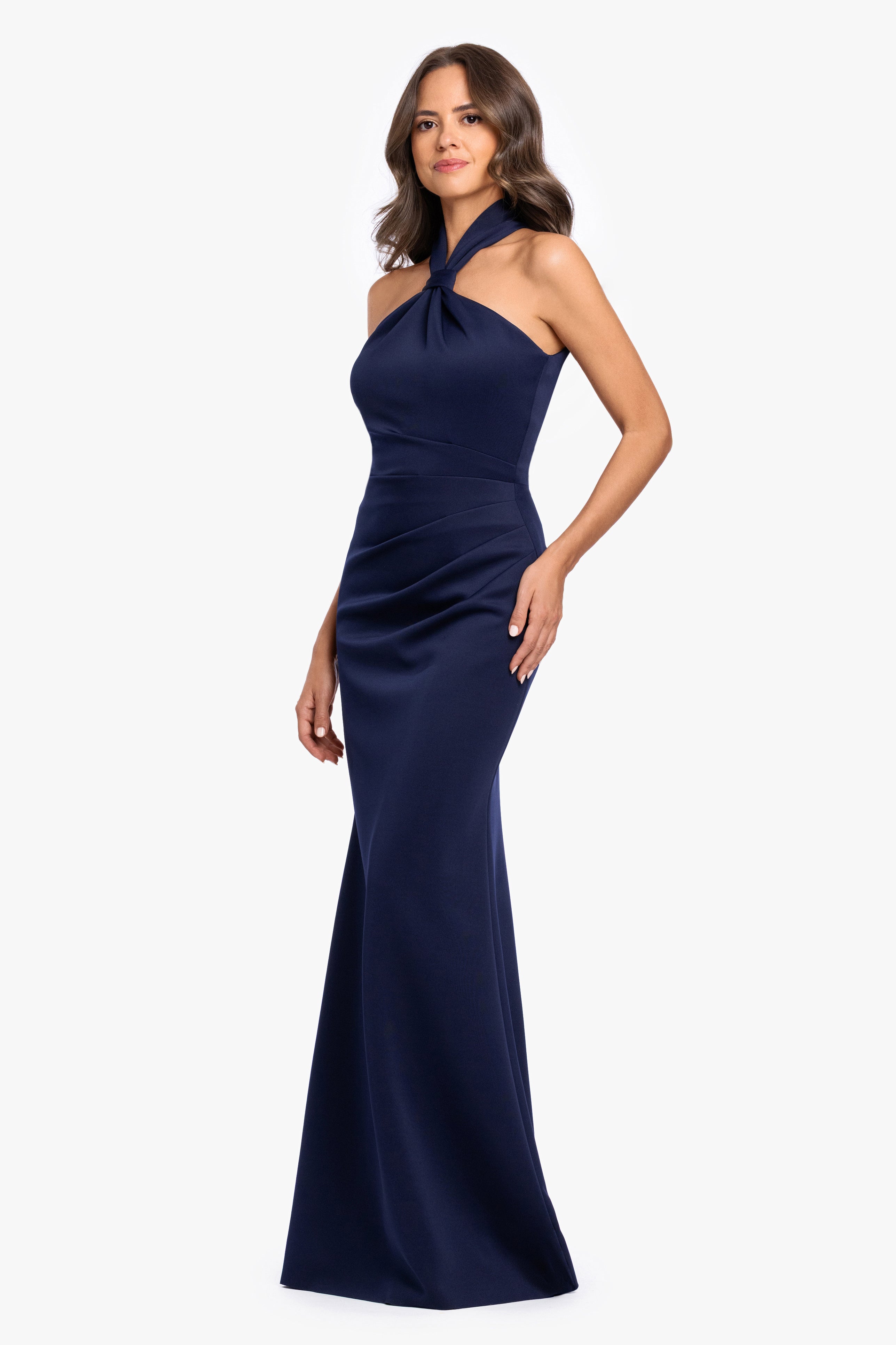 "Payton" Techno Scuba Knotted Halter Neck Dress