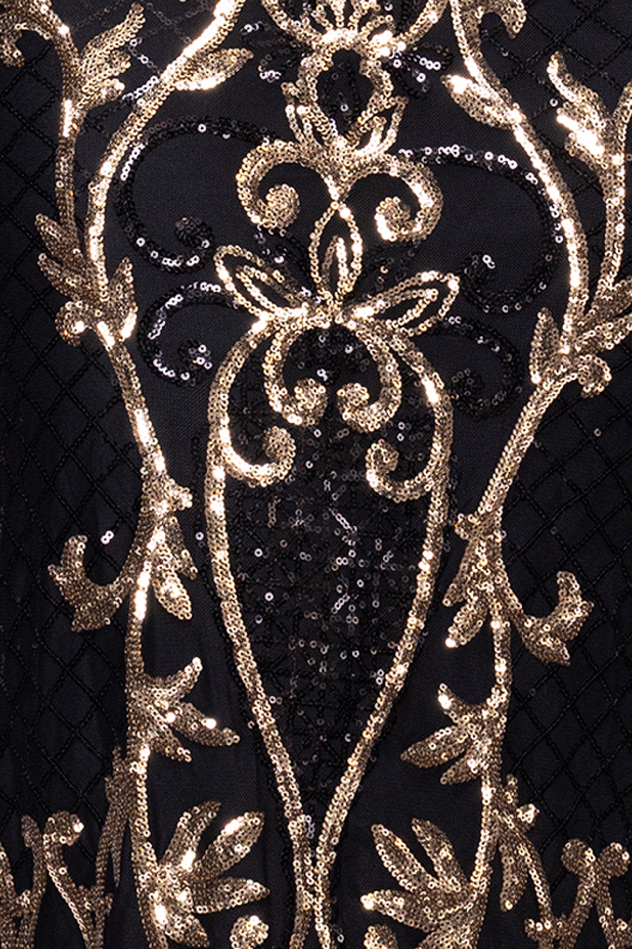 Plus "Nara" Long Sleeve Sequin Placement Gown