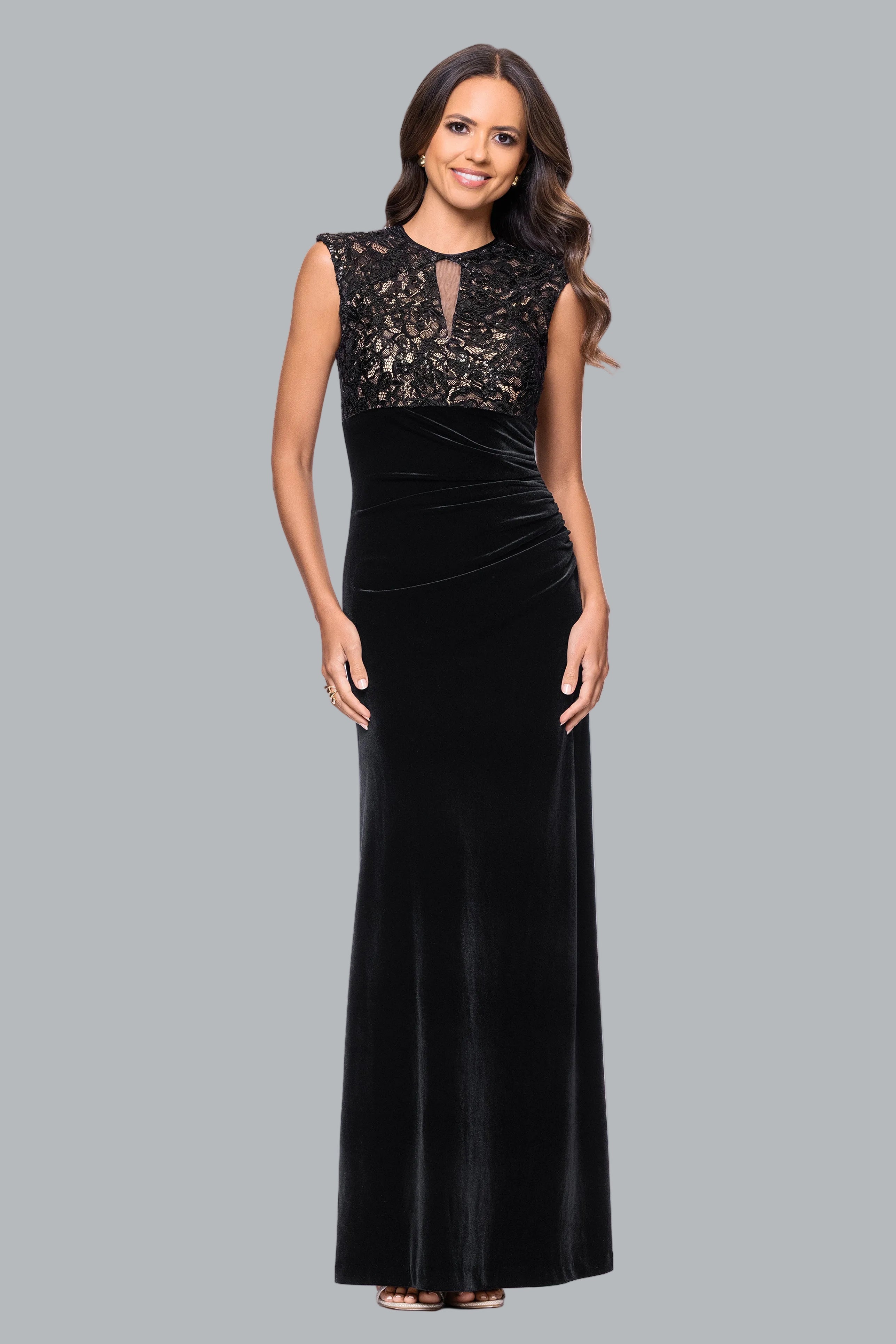 "Maylin" Lace Bodice & Velvet Skirt Dress