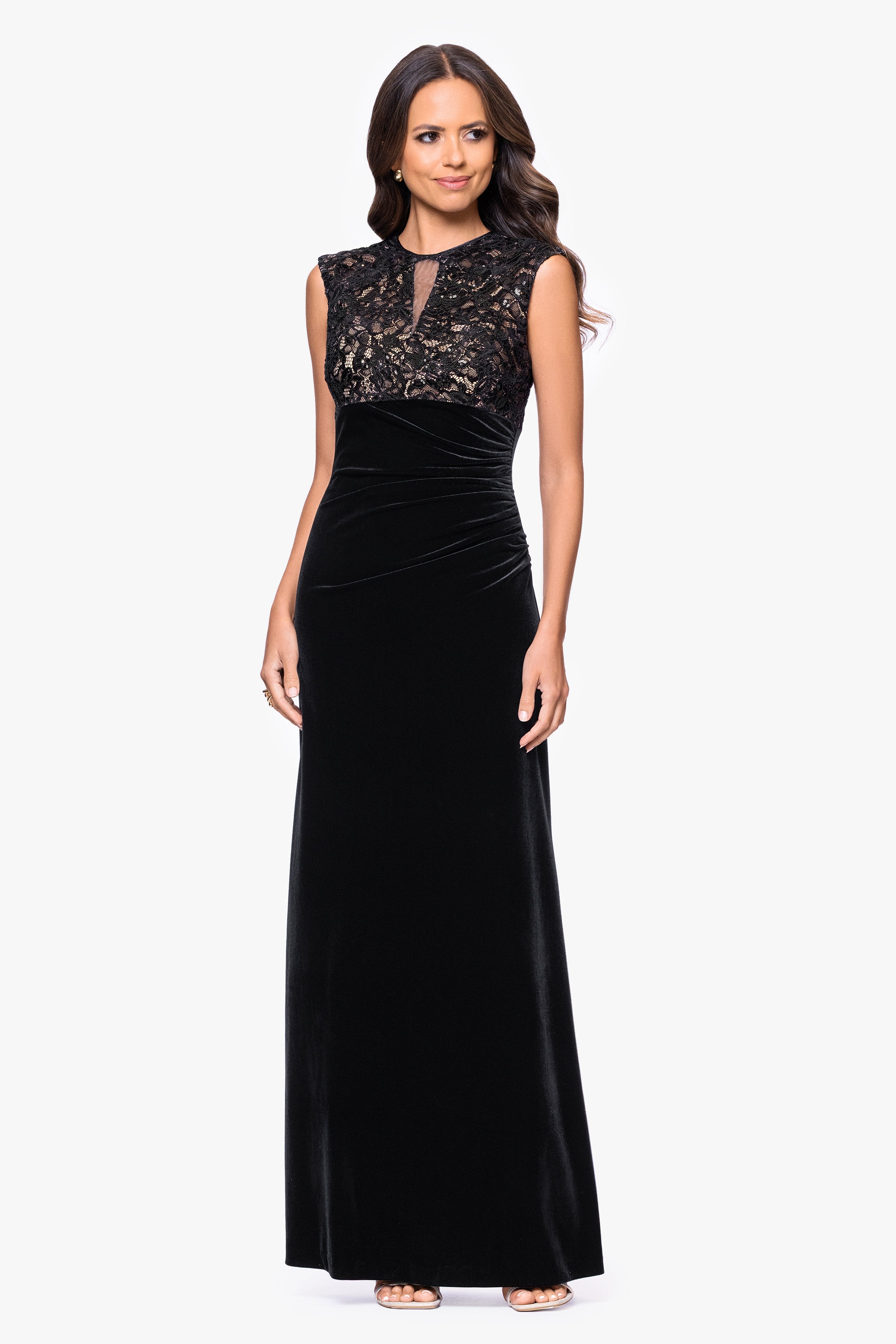 "Maylin" Lace Bodice & Velvet Skirt Dress