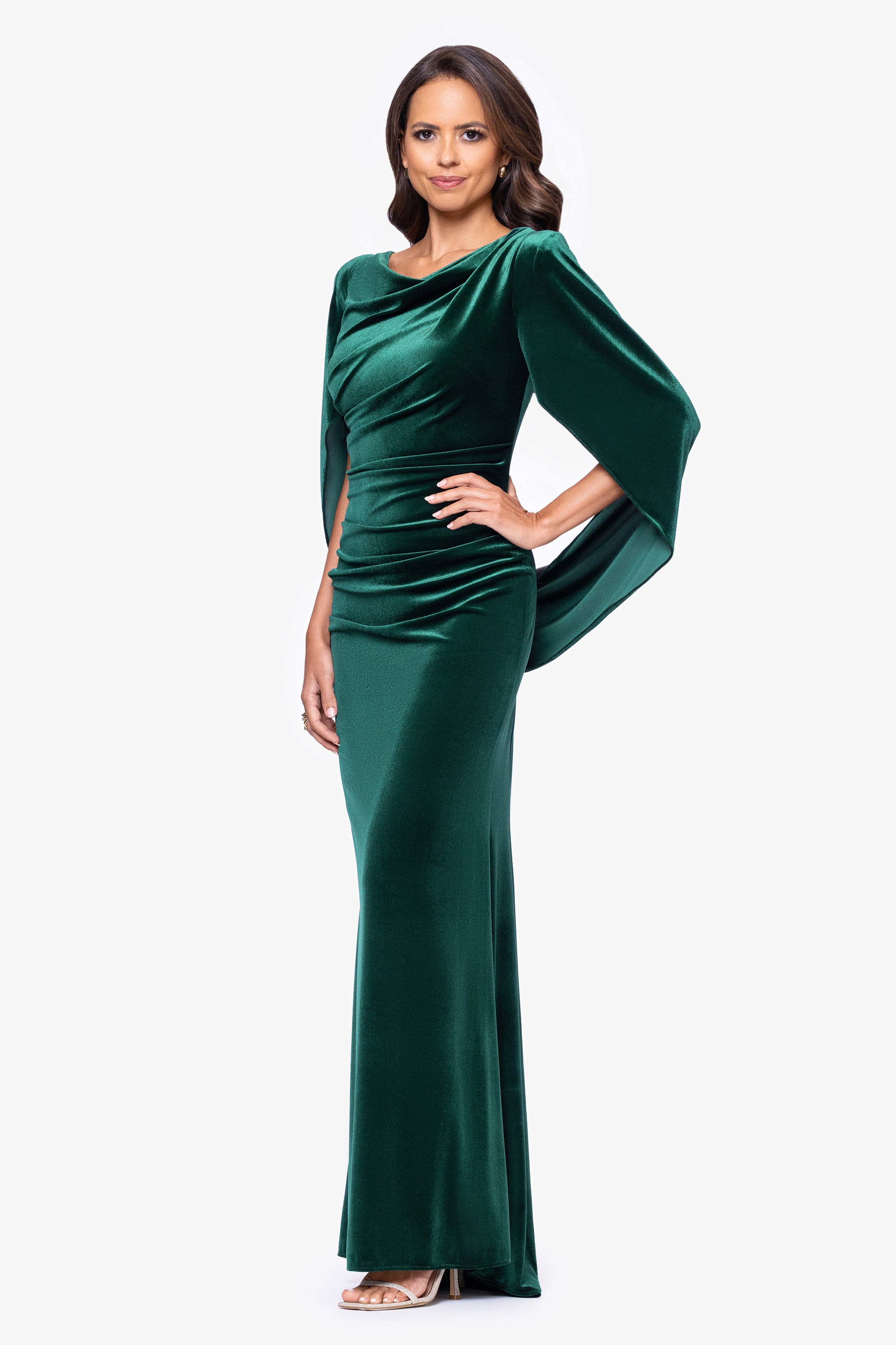 "Audrey" Velvet Draped Back Dress