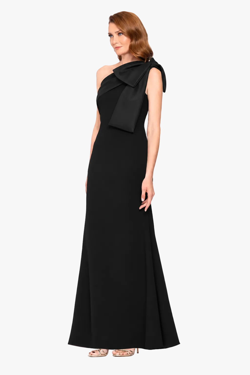 "Carmela" Scuba Crepe With Satin Bow Dress