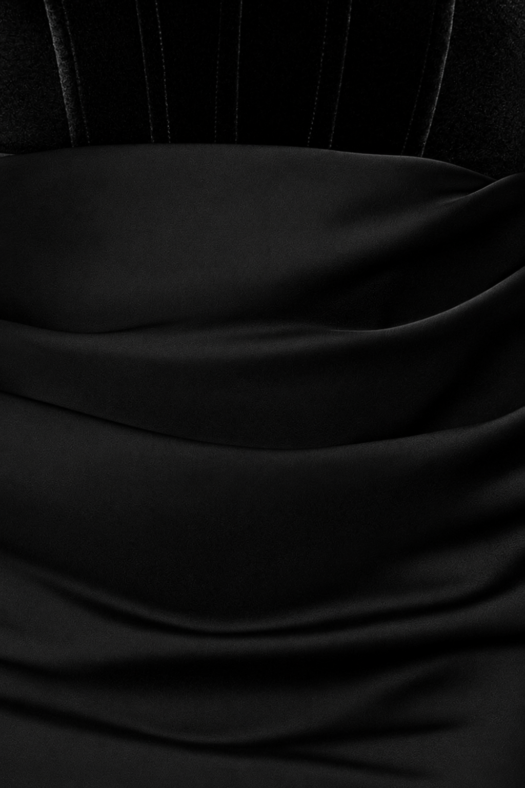 Petite "Lynn" Velvet & Satin Strapless Dress