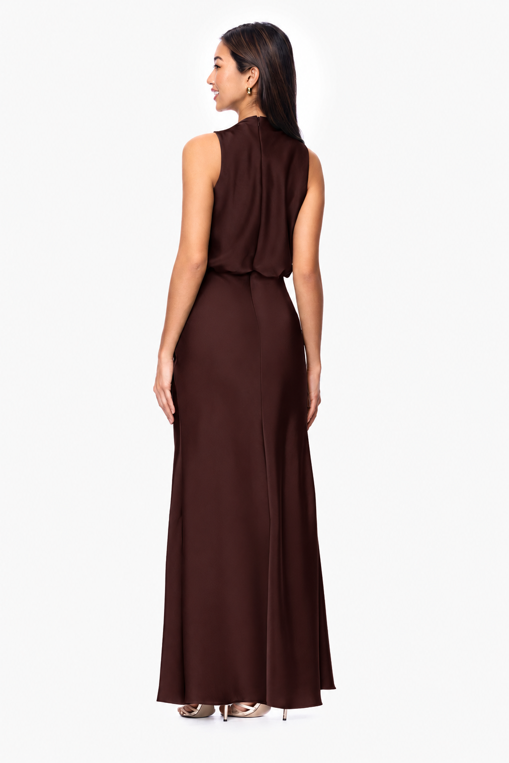 "Colette" Satin Ruched Trim Dress