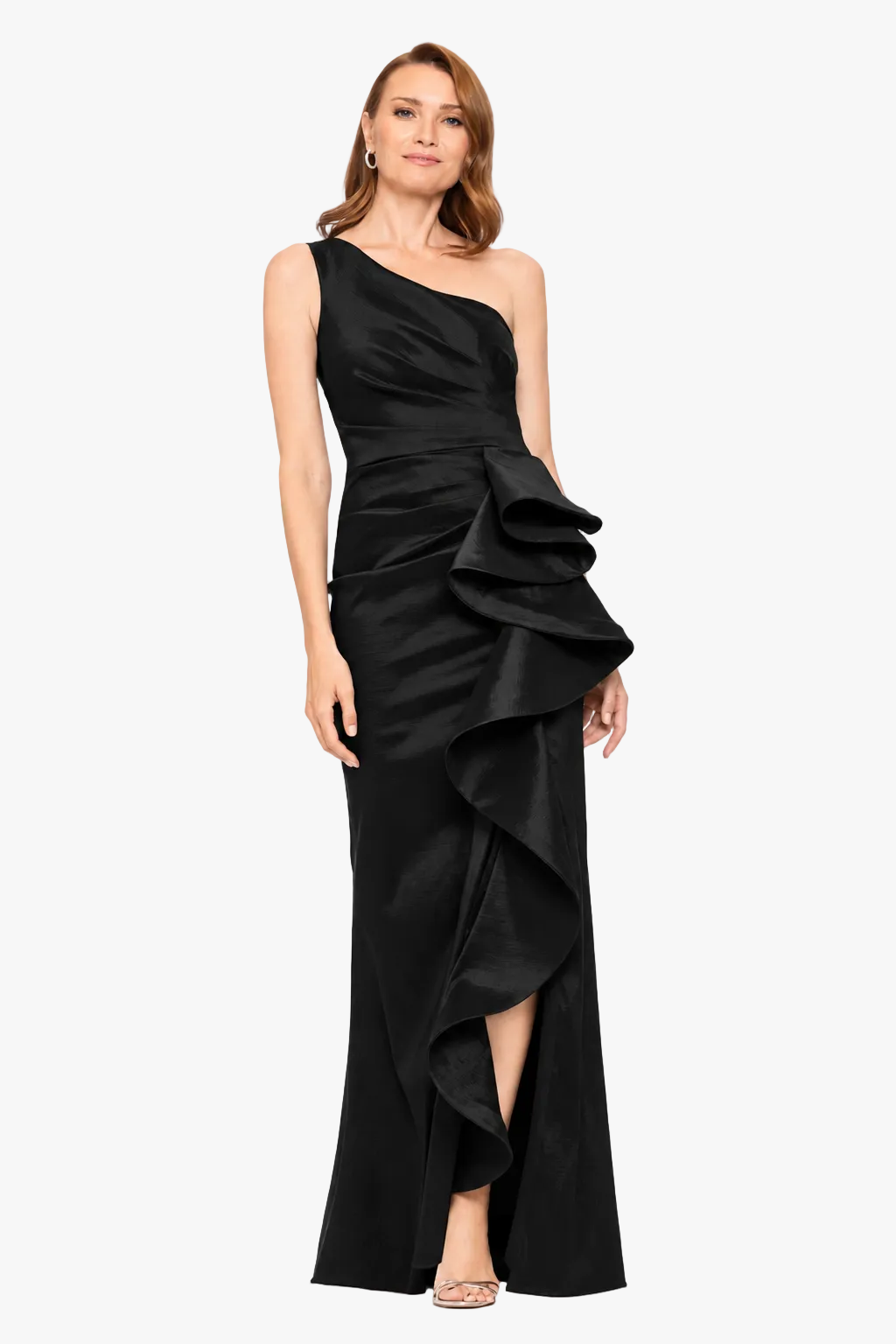 "Evangeline" Taffeta One Shoulder Dress