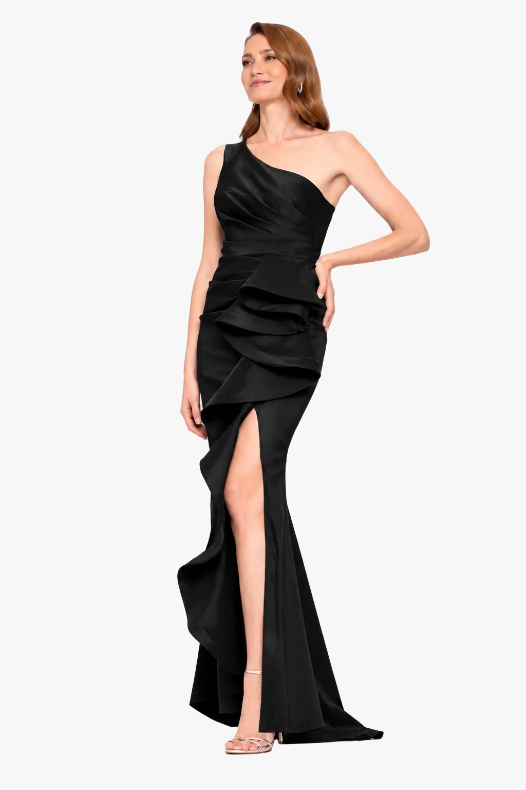 "Evangeline" Taffeta One Shoulder Dress