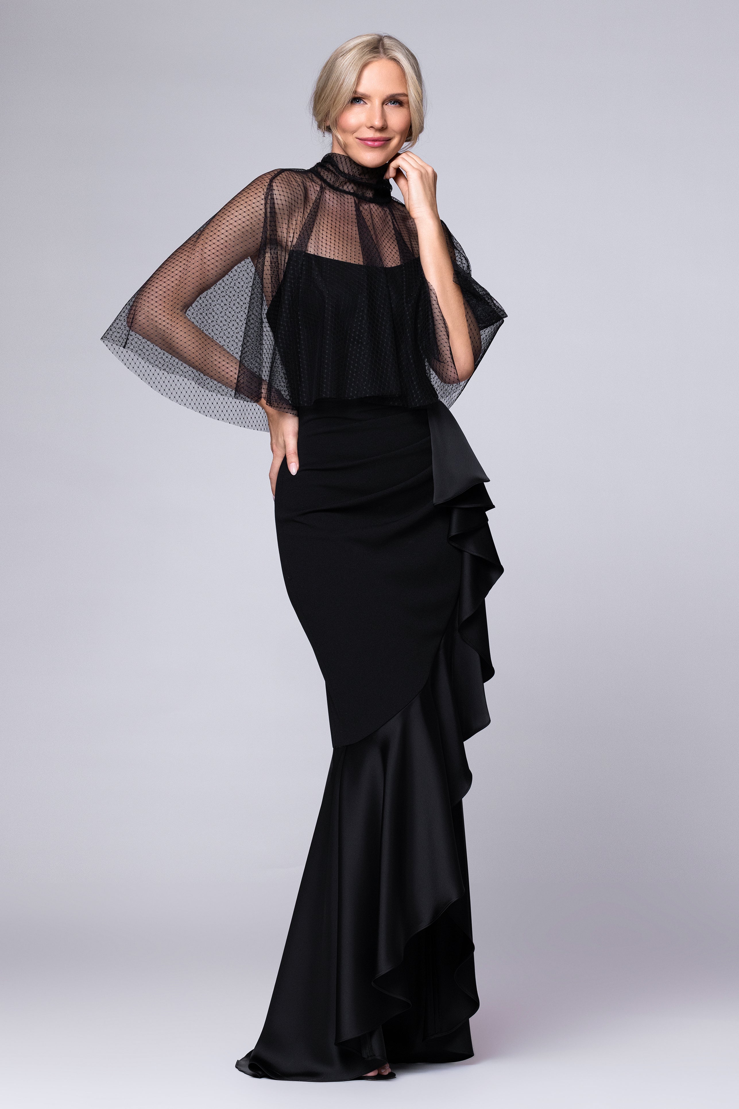 "Sonia" Mesh High Neck Tieback Capelet