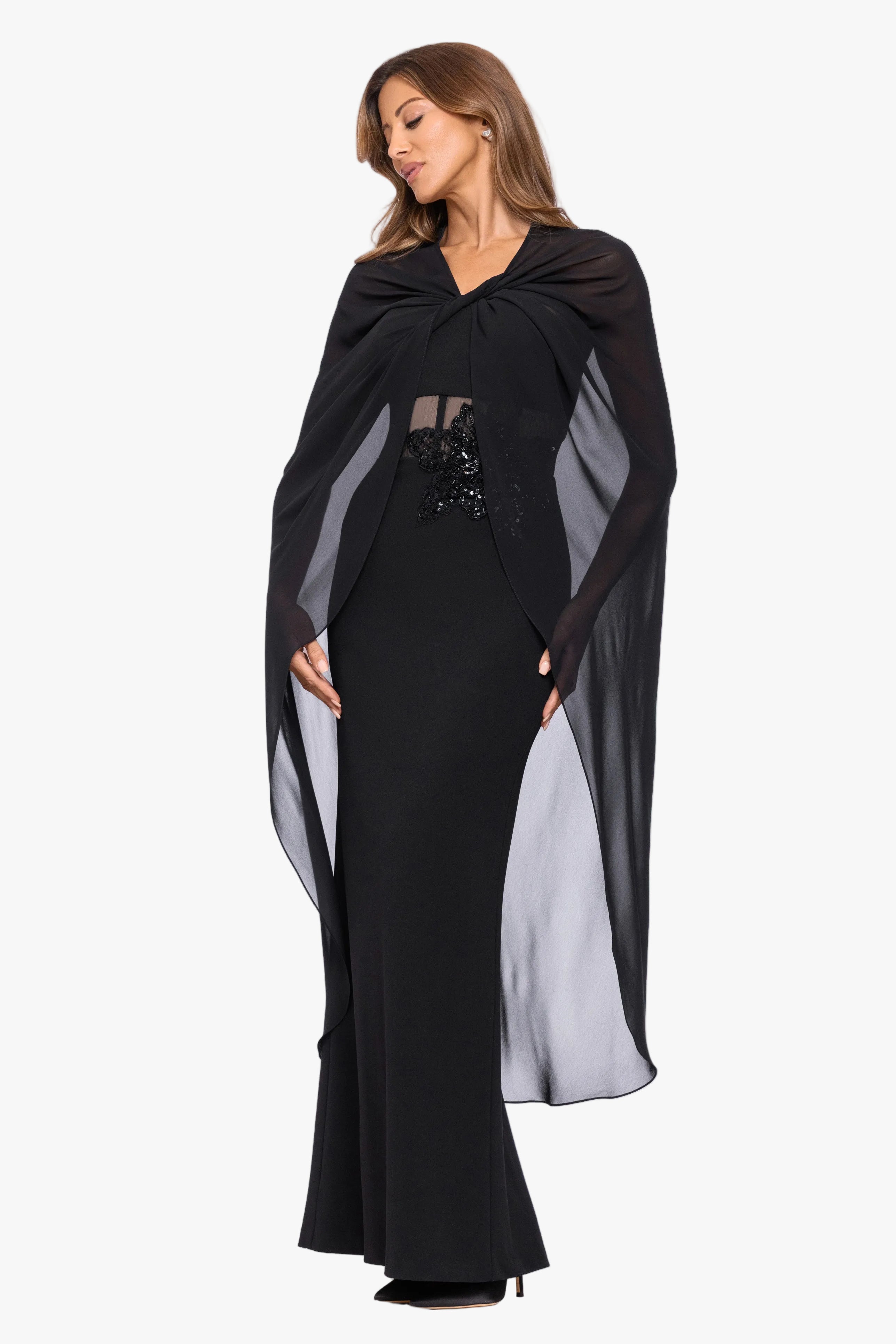 "Rose" Chiffon Twist Knot Long Cape