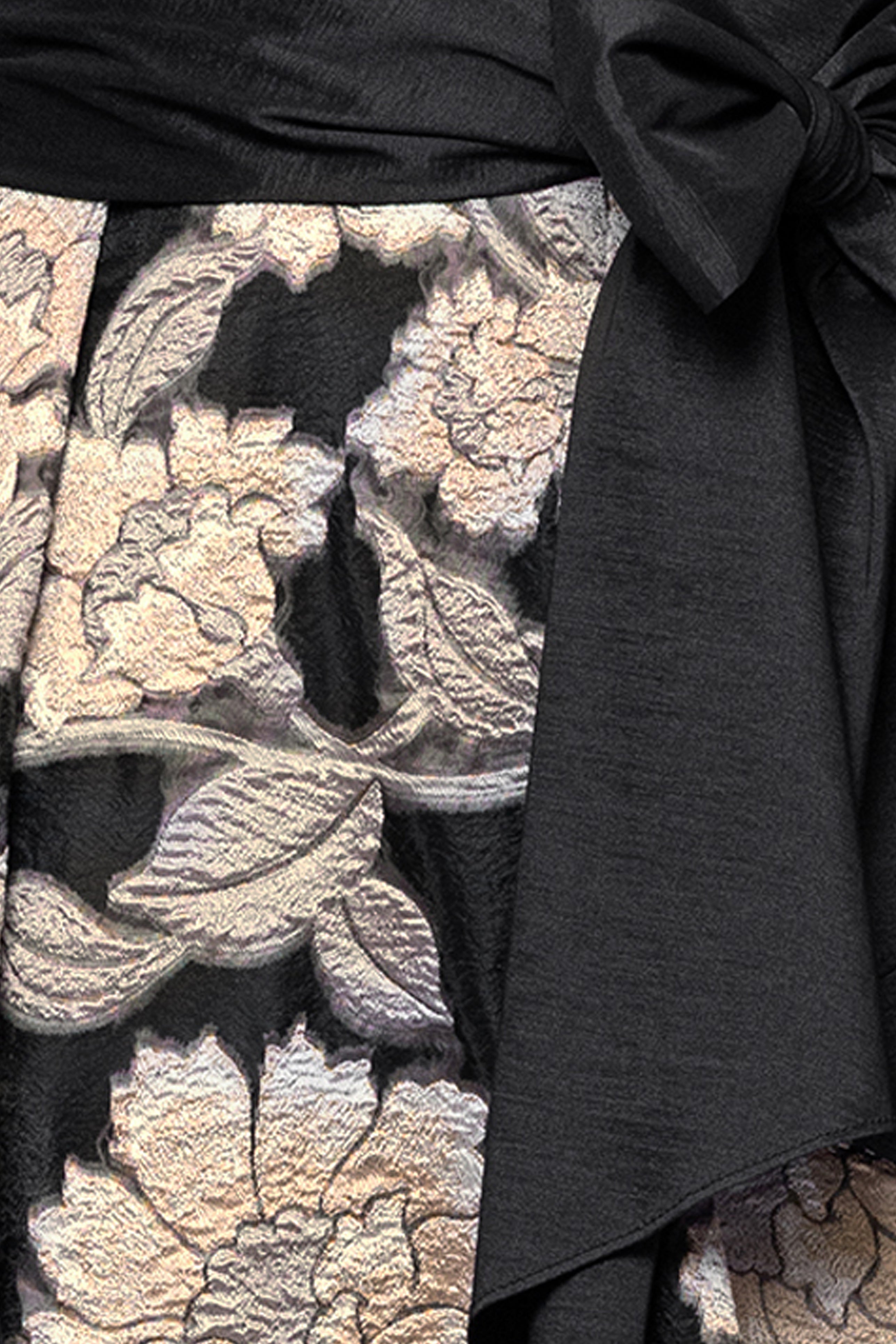 Betsy & Adam "Constance" Taffeta and Brocade 3/4 Sleeve Floor Length Dress