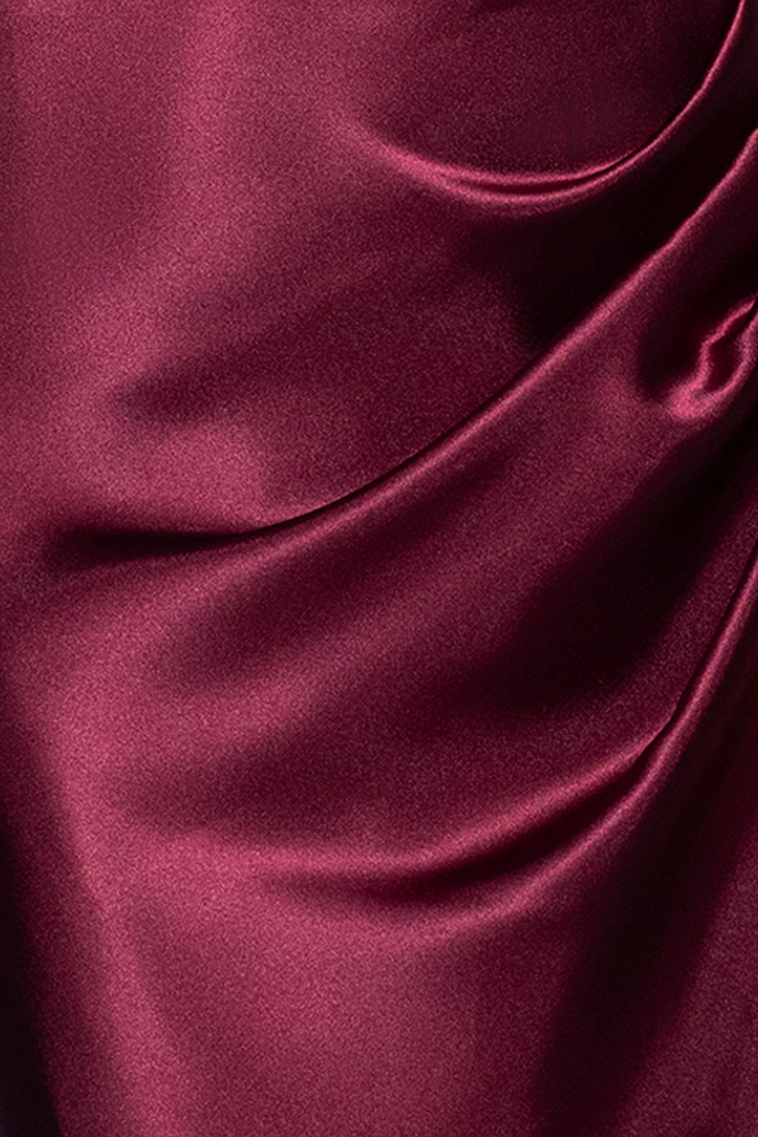 Betsy & Adam "Sofia" Satin Drop Shoulder Floor Length Dress