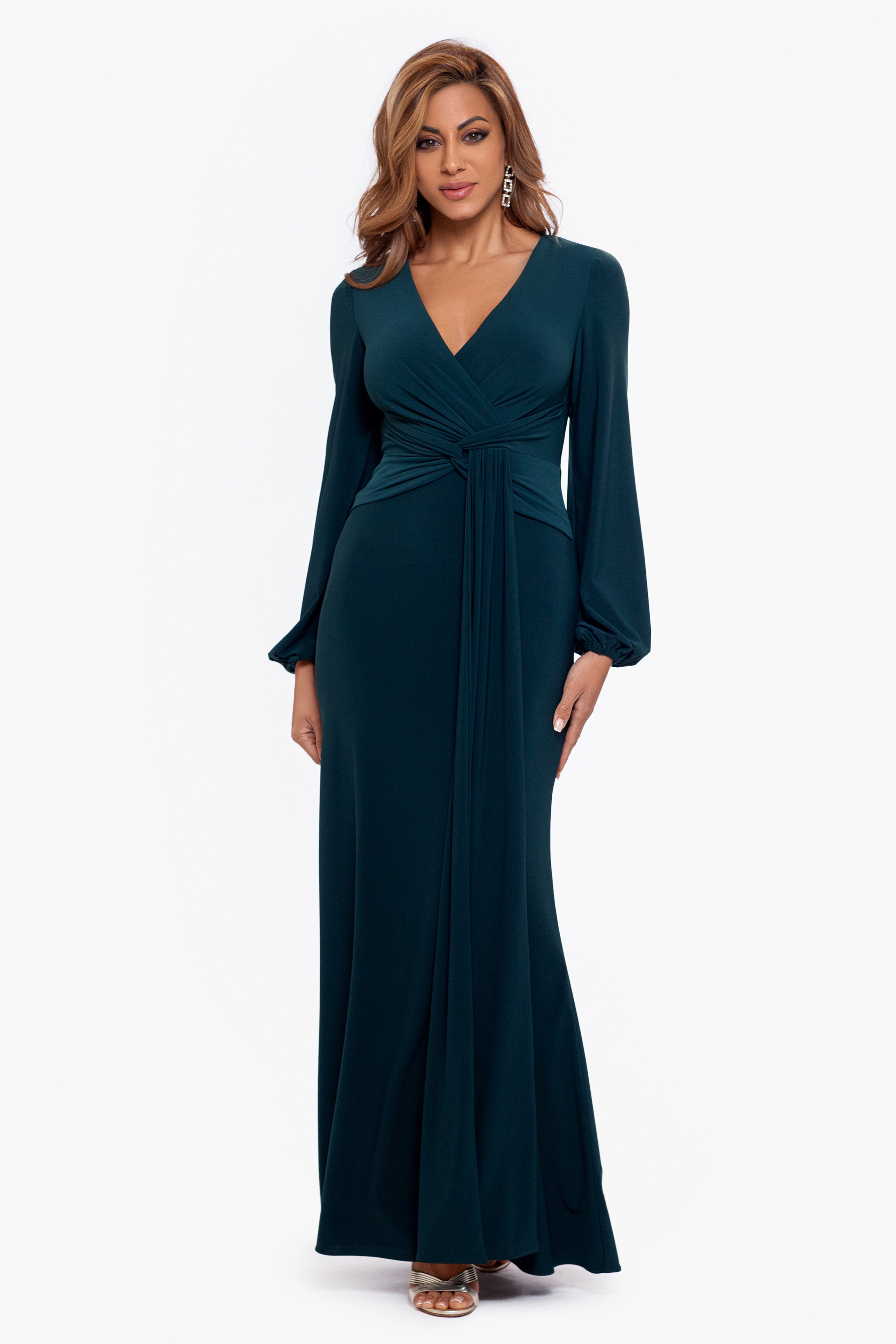 Petite "Hadley" Floor Length Stretch Knit Gown