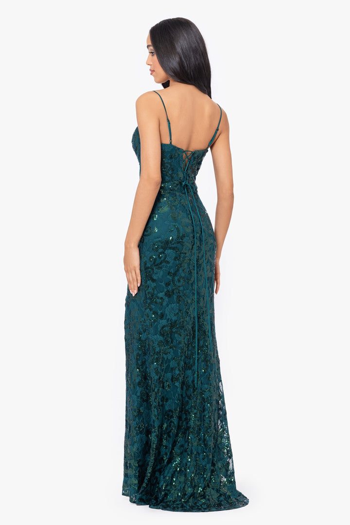 "Kiana" Long Lace Boning Bodice Dress