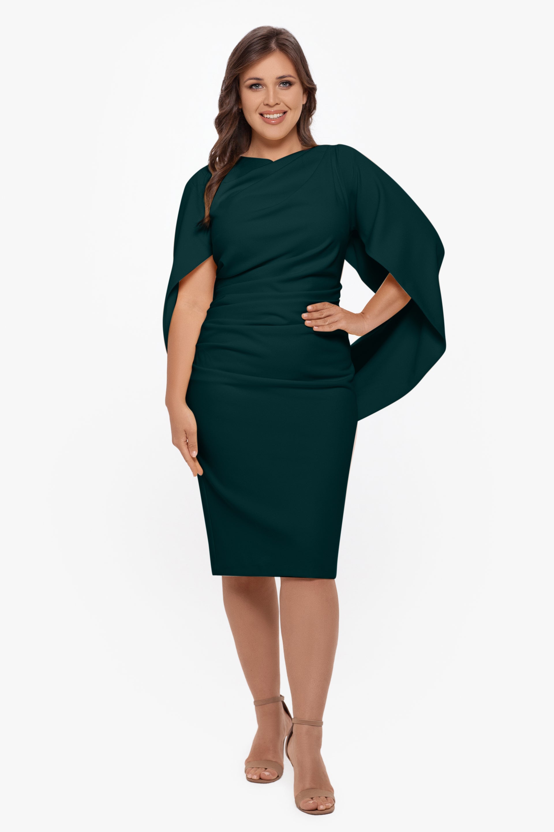 Plus Jordan" Scuba Crepe Draped Back Short Dress