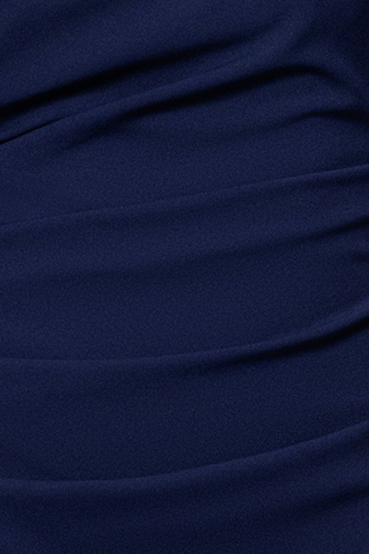 Navy “Jordan” Scuba Crepe Draped Back Short Dress, scuba crepe fabric and ruching detail
