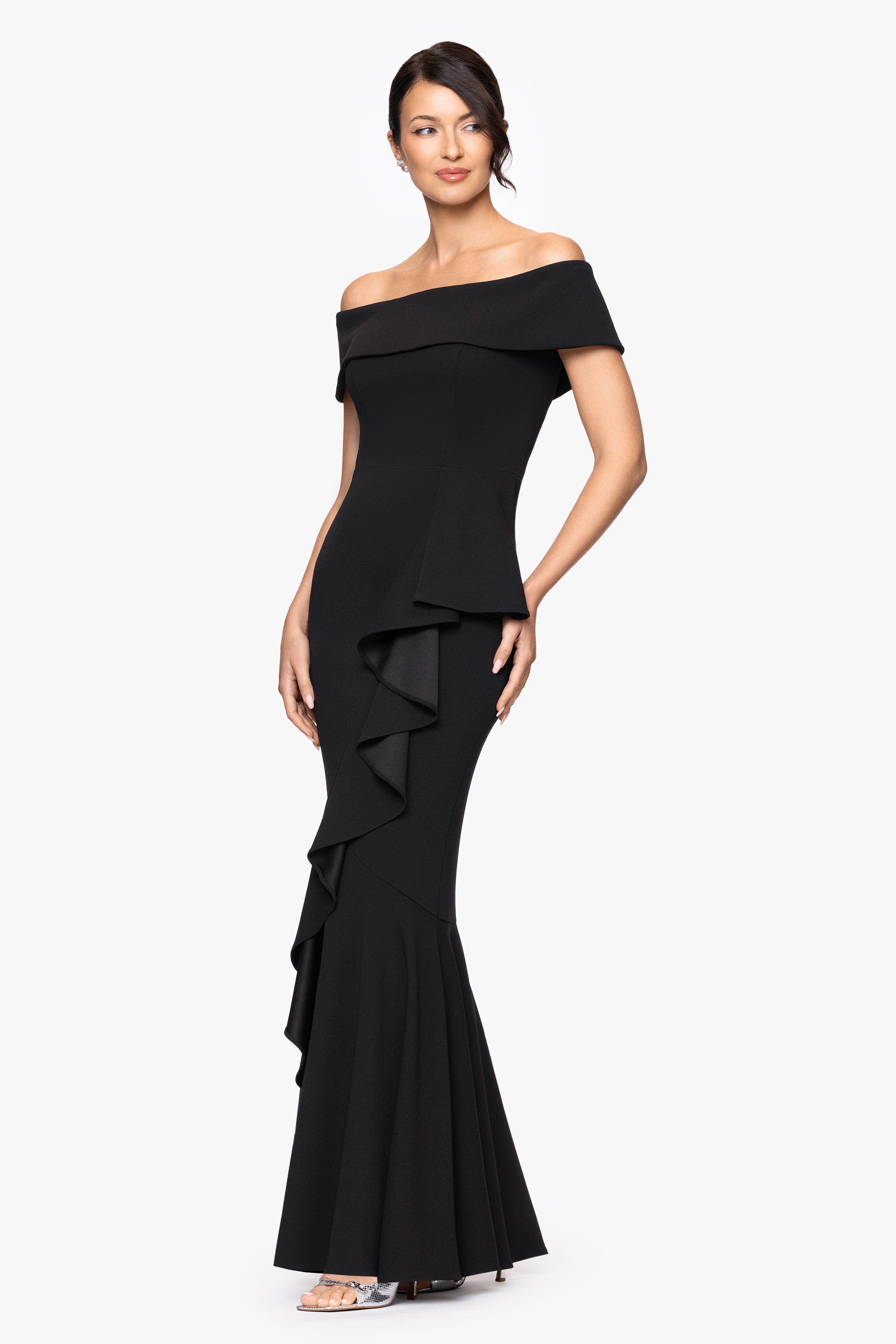 "Carina" Long Off the Shoulder Ruffle Dress
