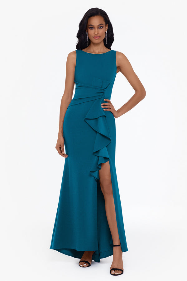 Louise Gown - Black Scuba Crepe Fitted Dress