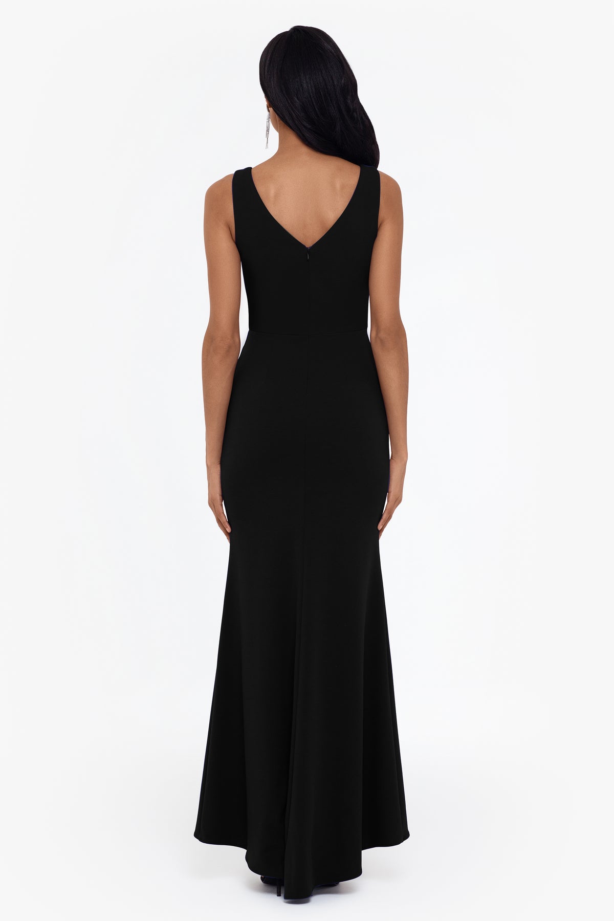 Petite "Christine" Scuba Crepe Ruffled Bow Dress