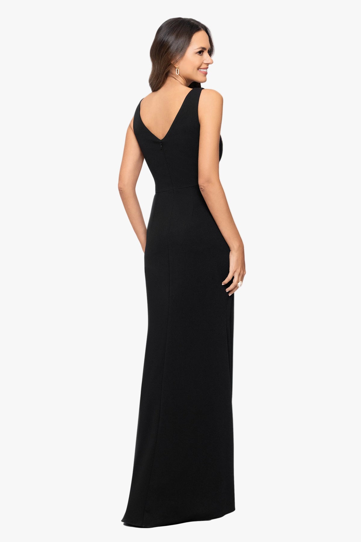 Petite "Christine" Scuba Crepe Ruffled Bow Dress