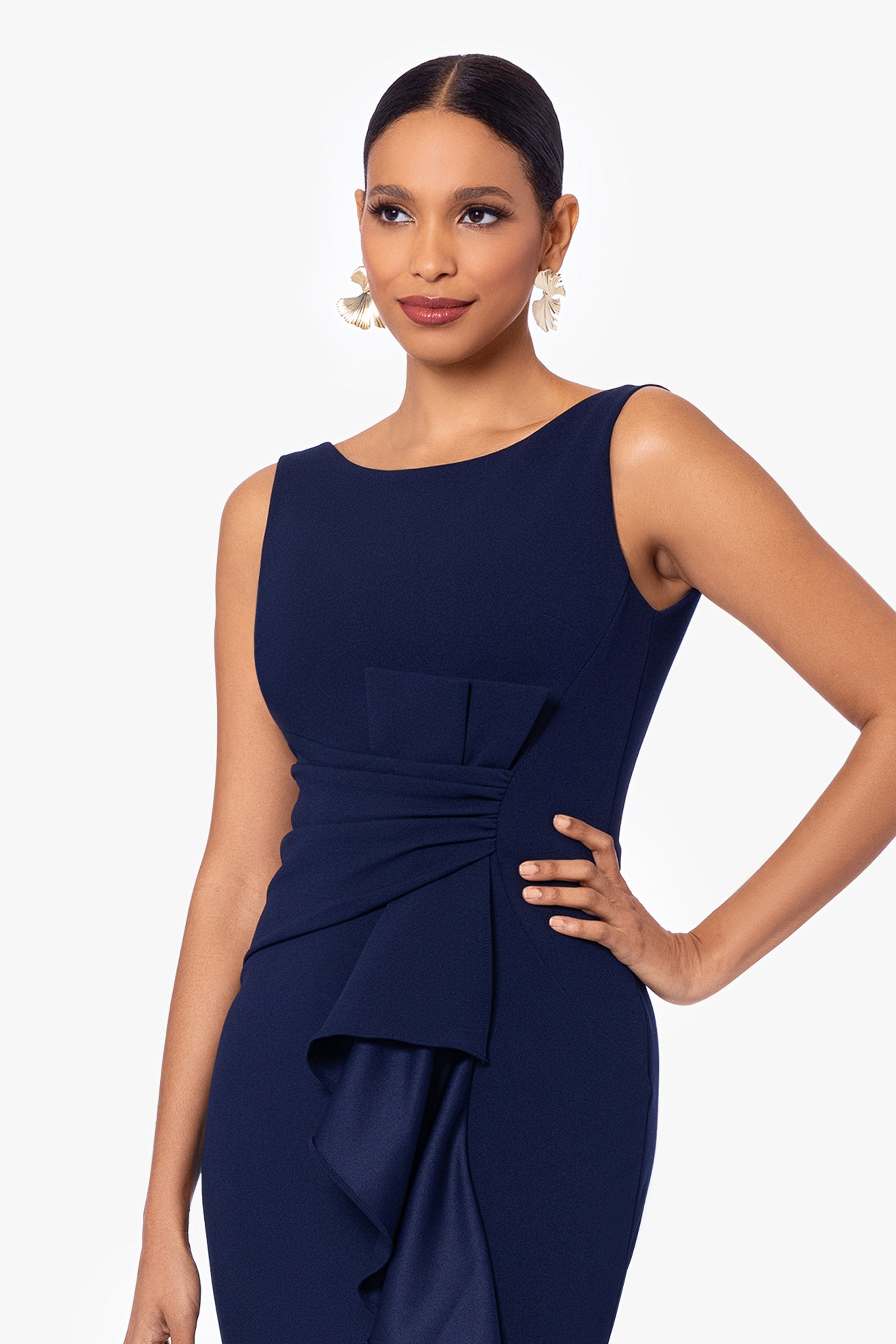 "Christine" Scuba Crepe Ruffled Bow Dress