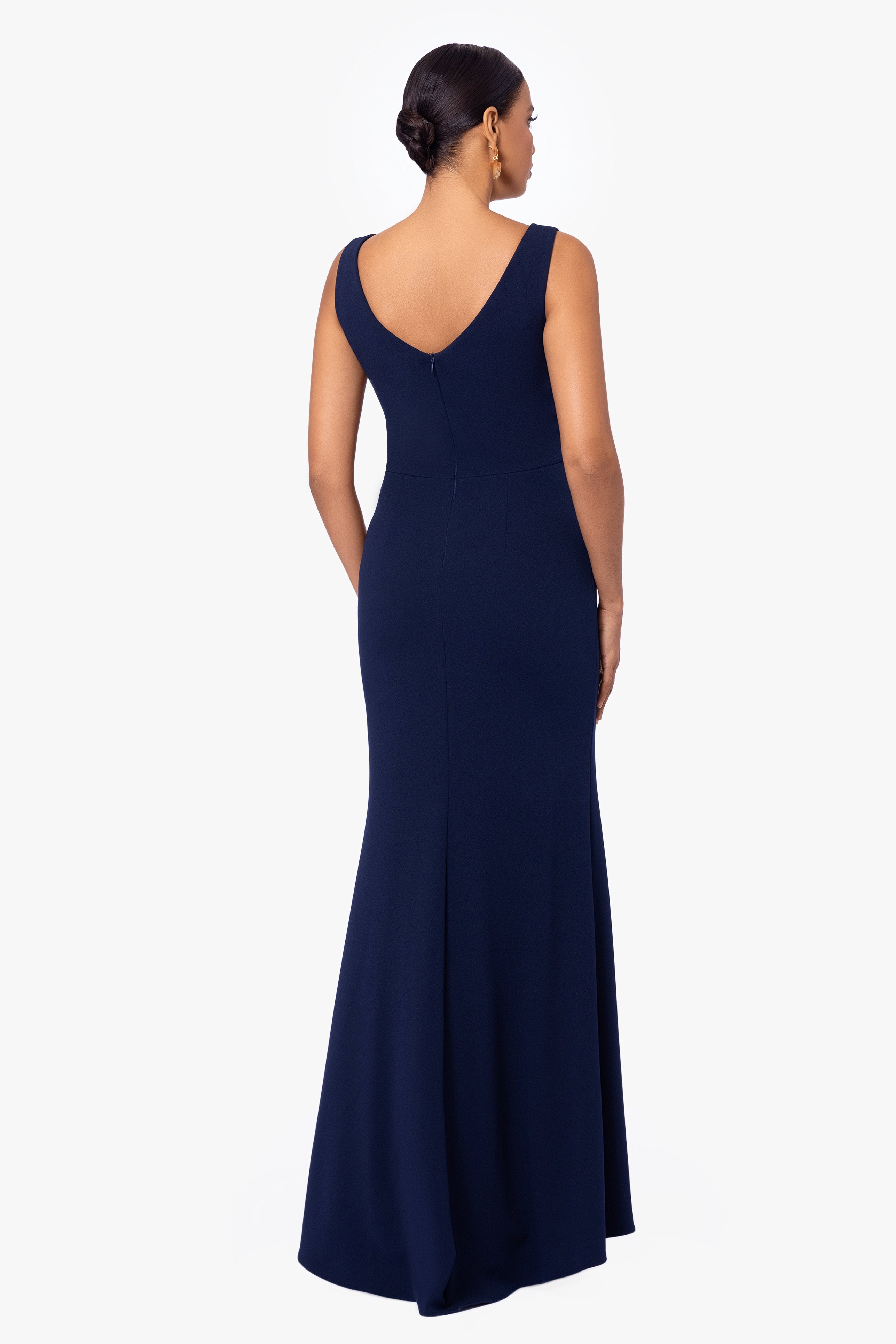 "Christine" Scuba Crepe Ruffled Bow Dress