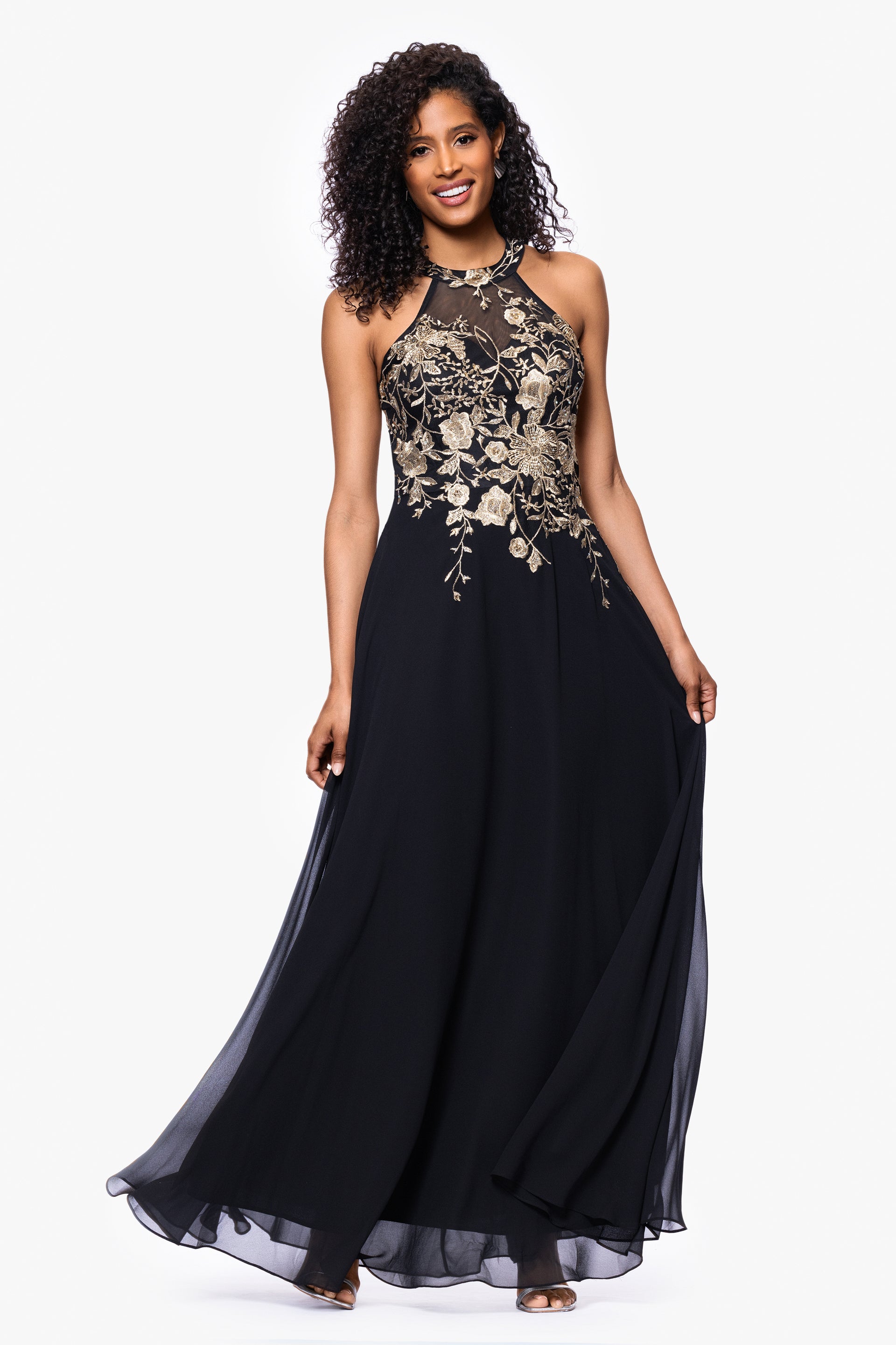 "Celeste" Embroidered Chiffon Dress
