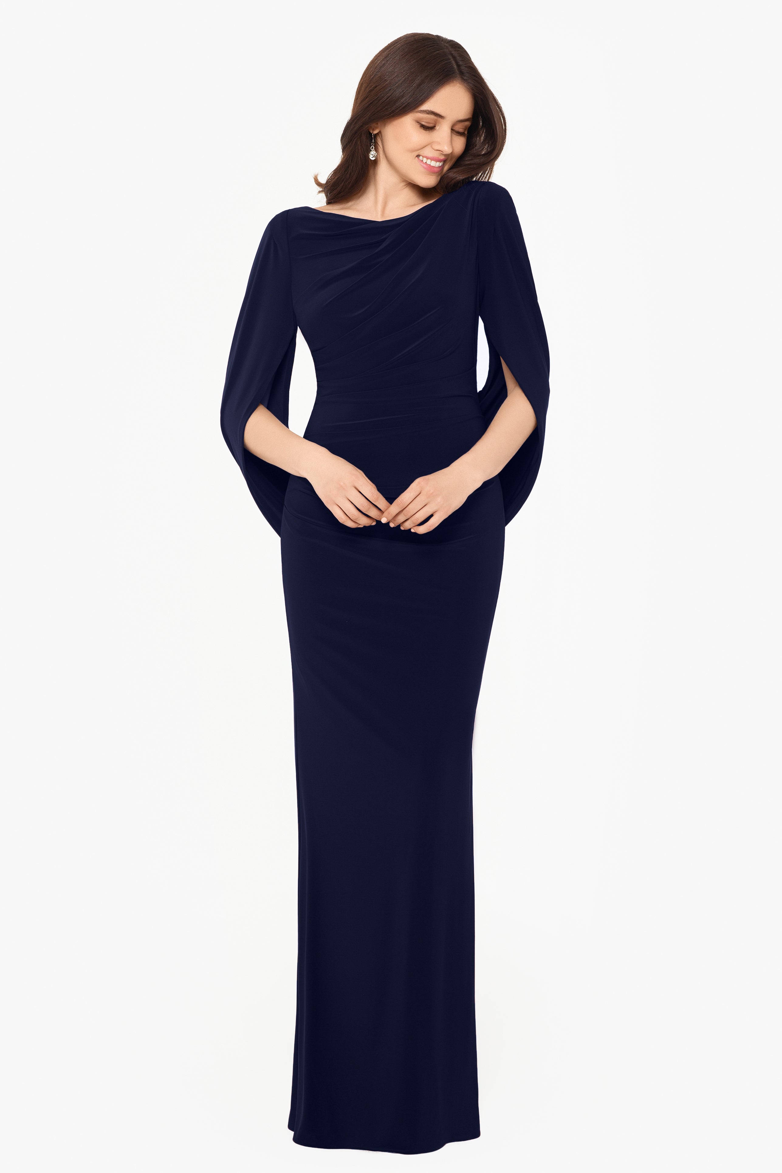 “Miriam” Jersey Knit Draped Back Dress