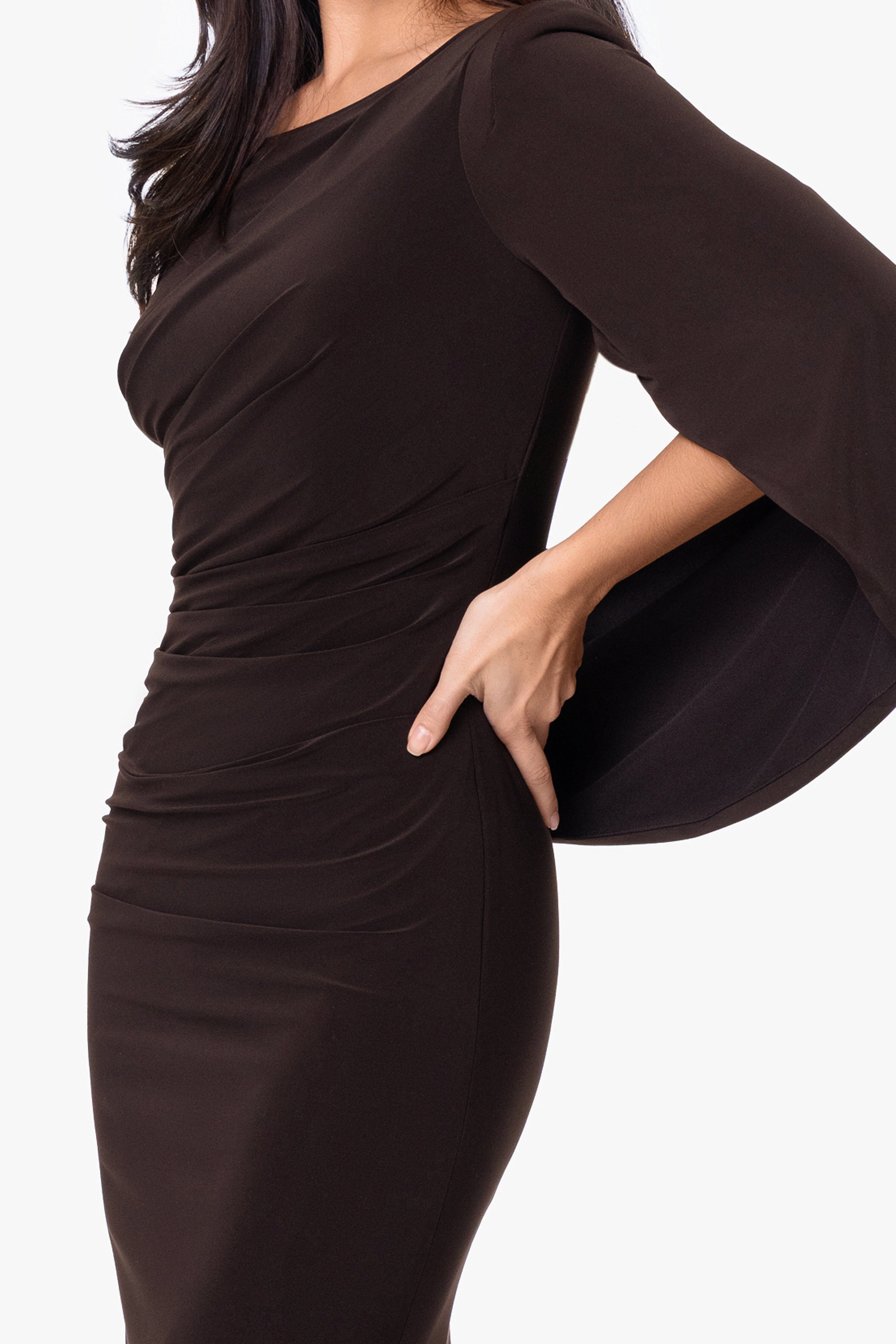 “Miriam” Jersey Knit Draped Back Dress