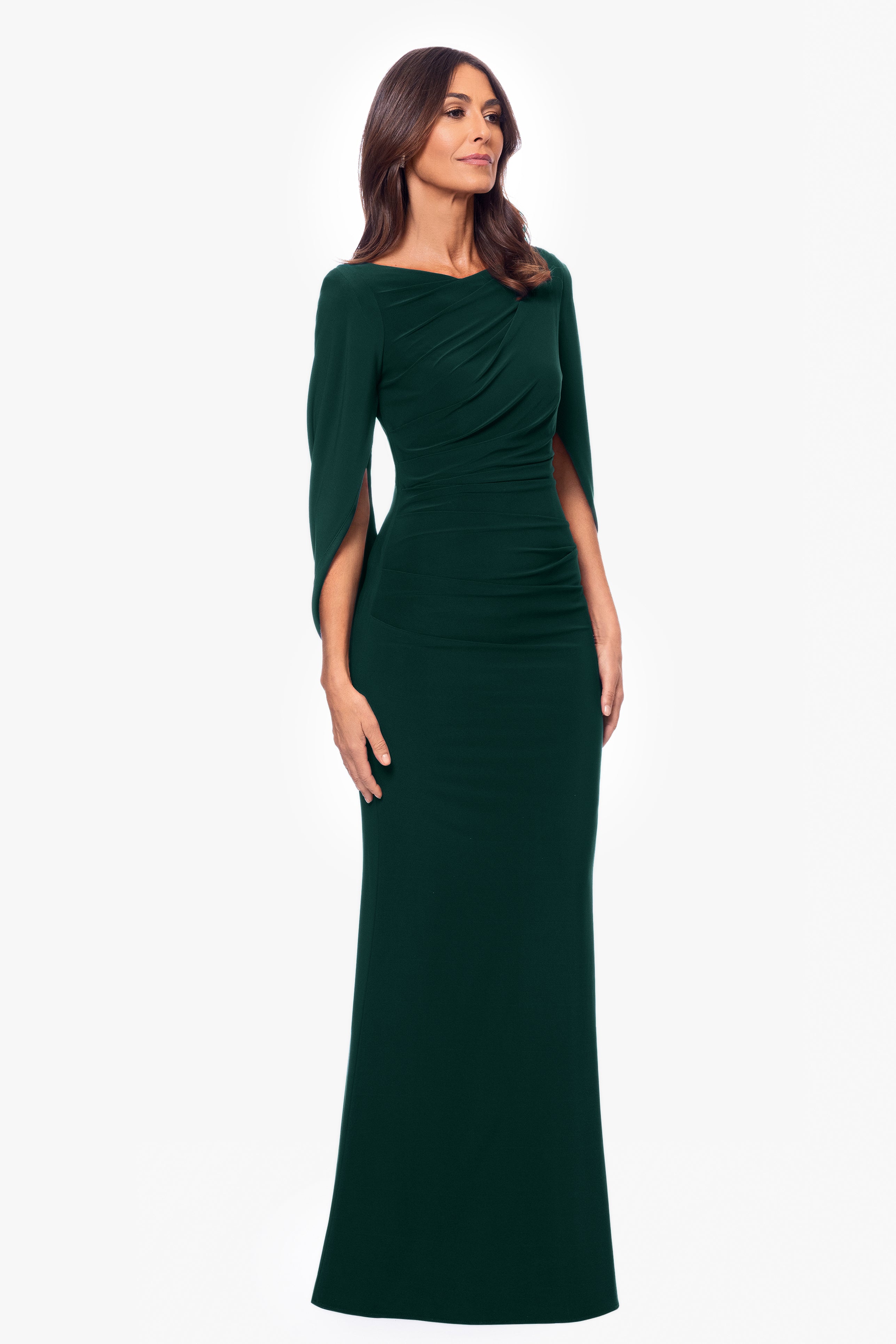 “Miriam” Jersey Knit Draped Back Dress