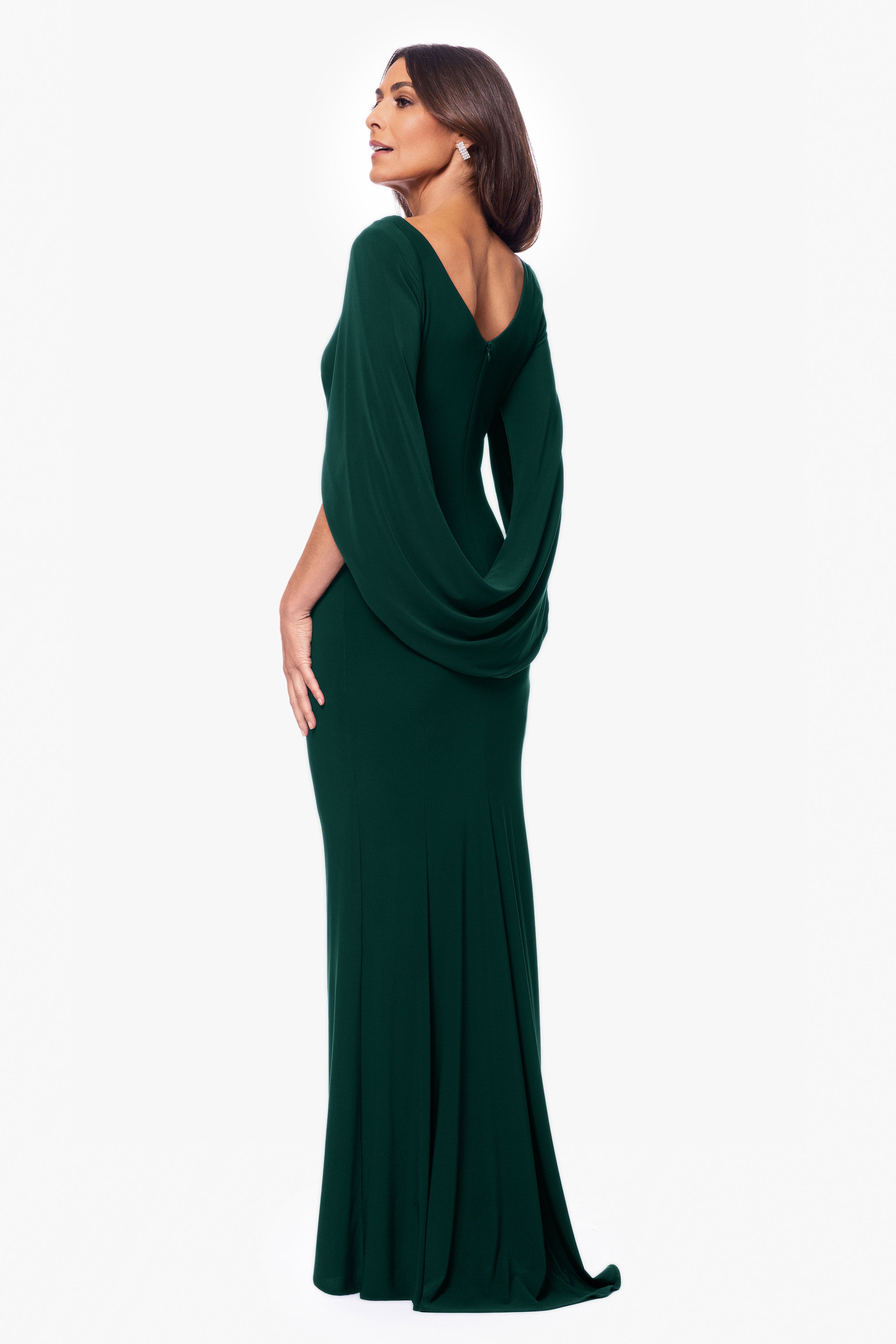 “Miriam” Jersey Knit Draped Back Dress