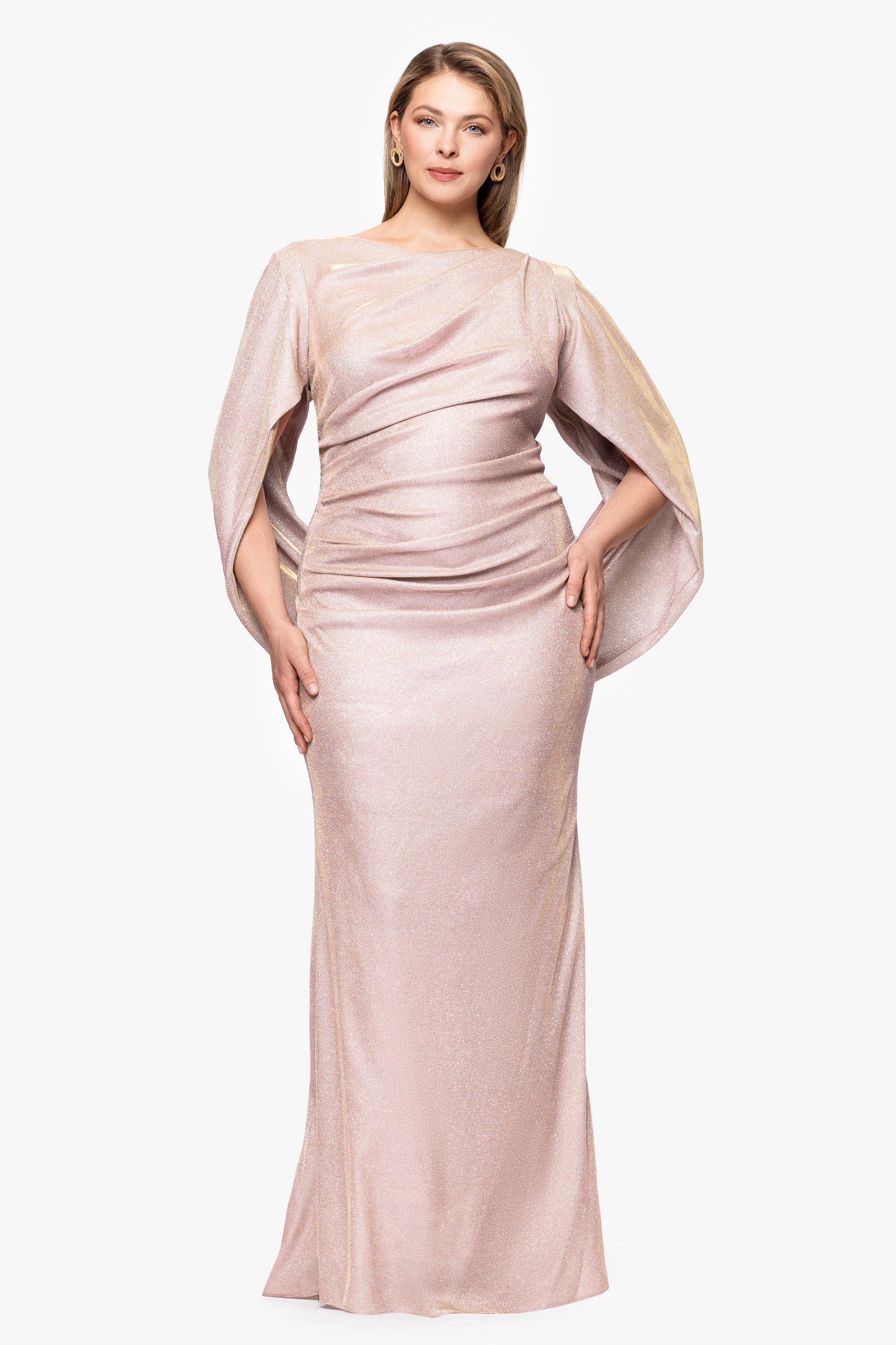 Plus "Gracie" Knit Glitter Draped Dress