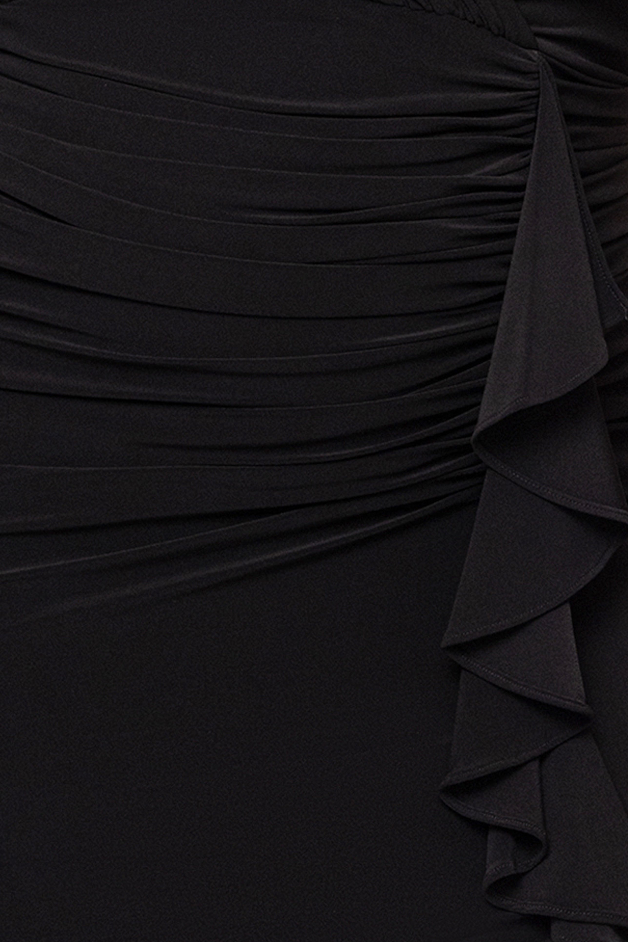 Plus "Bobbi" Long Ruffled V-Neck Gown