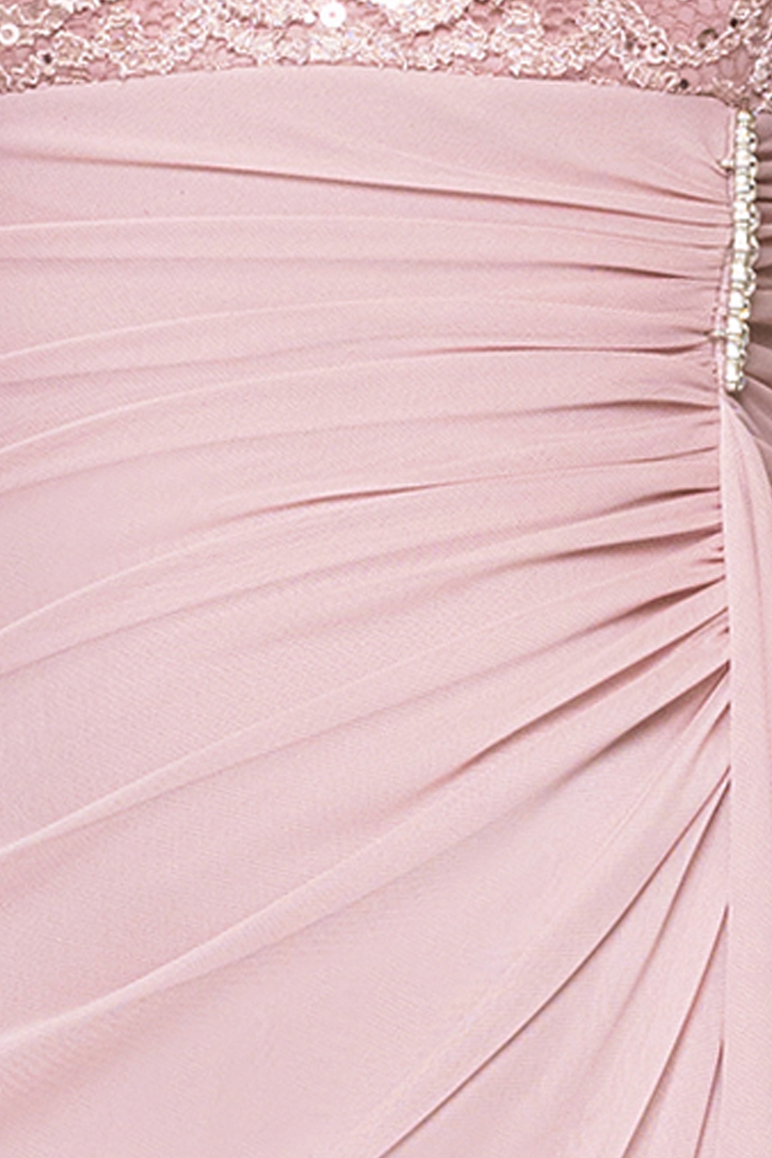 "Johanna" 3/4 Sleeve Sheer Matte Jersey Long Dress